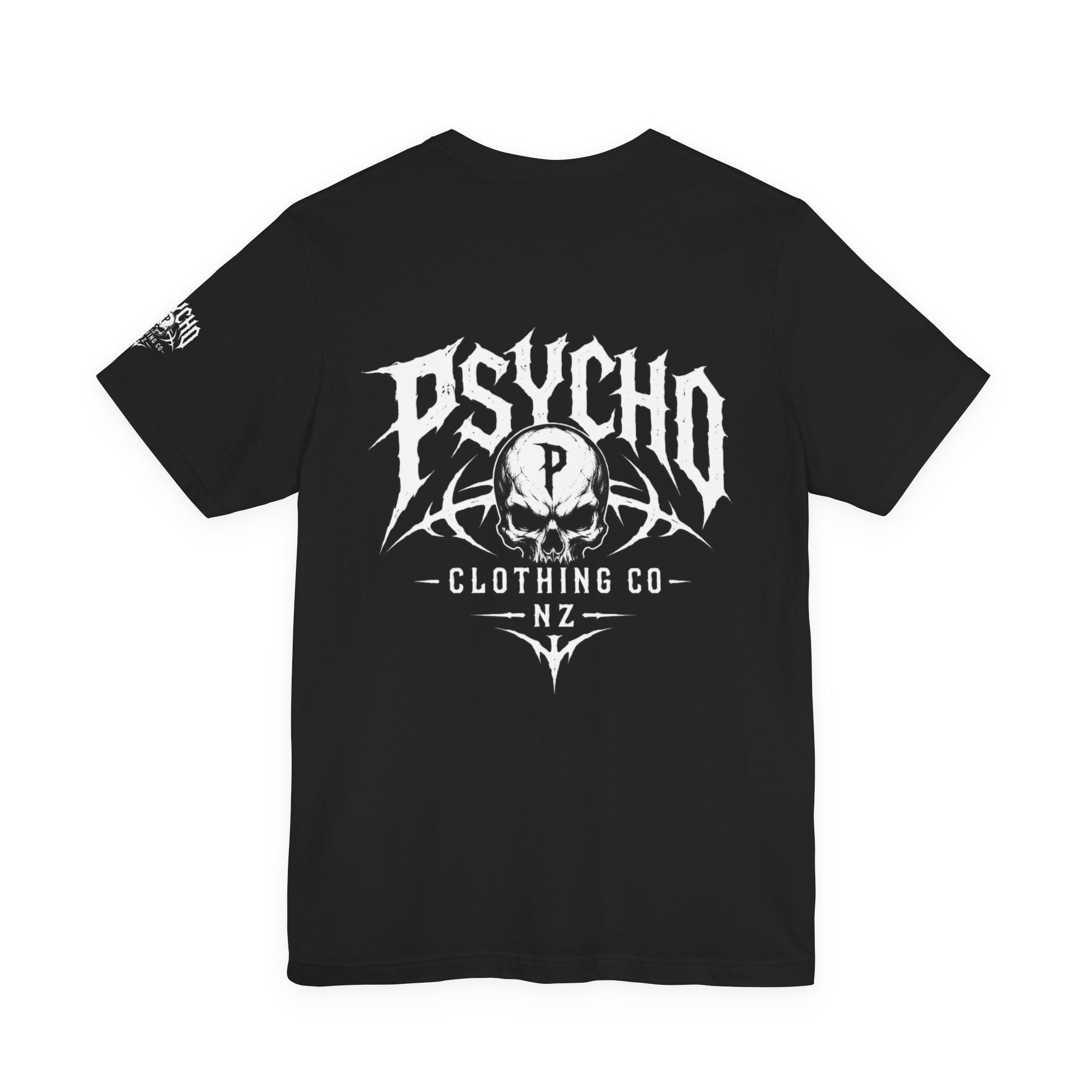 Psycho Clothing Co. Graphic Tee — Gothic Skull Logo T‑Shirt
