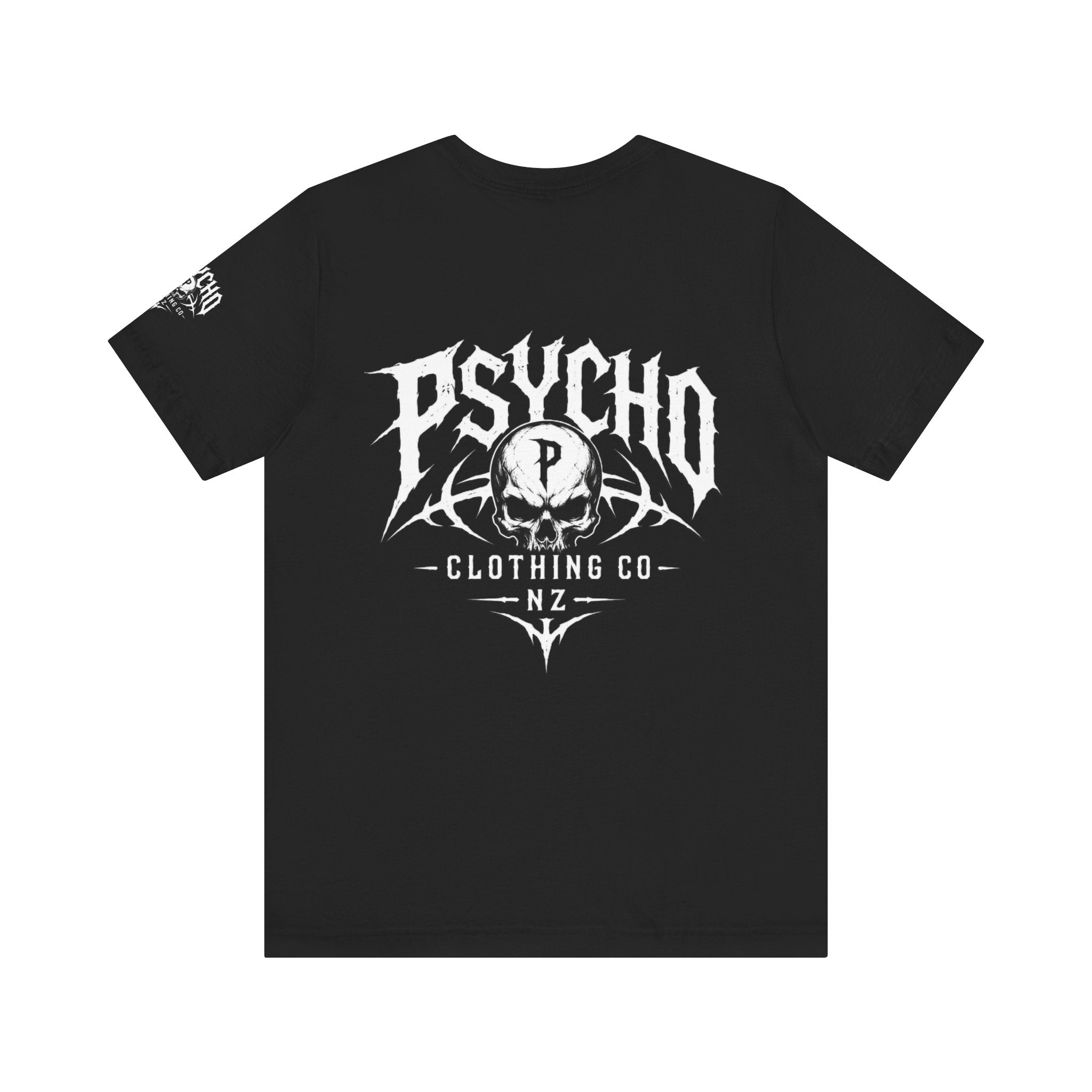 Psycho Clothing Co. Graphic Tee — Gothic Skull Logo T‑Shirt