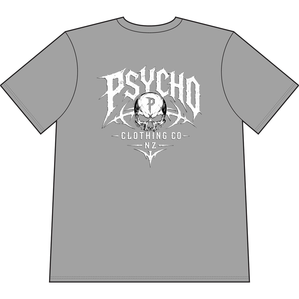Psycho Clothing Co. Skull Tee — Graphic Heavyweight Garment-Dyed T-Shirt