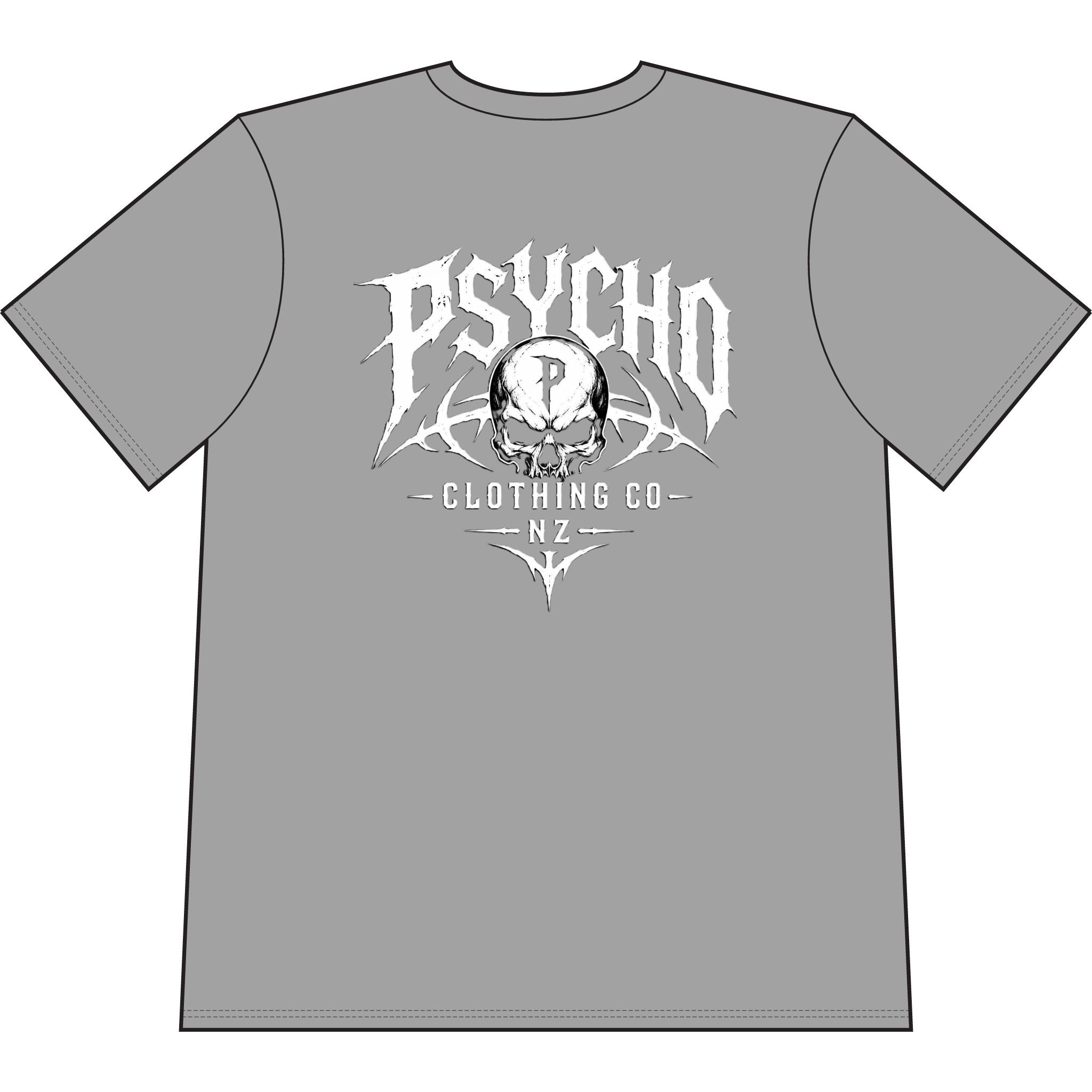 Psycho Clothing Co. Skull Tee — Graphic Heavyweight Garment-Dyed T-Shirt