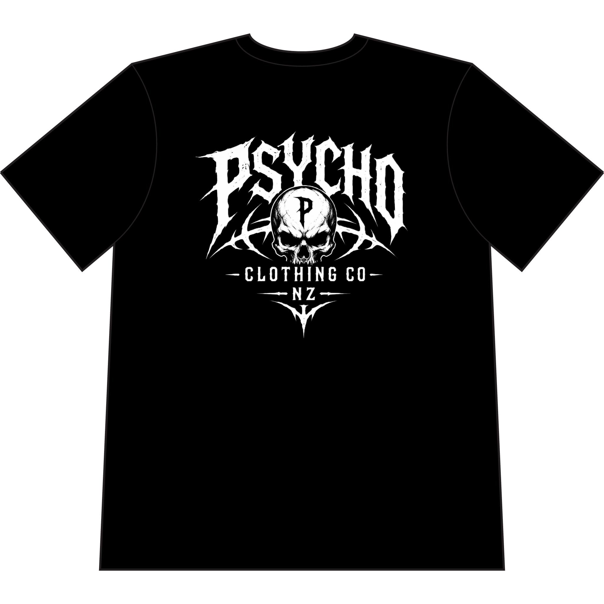 Psycho Clothing Co. Skull Tee — Graphic Heavyweight Garment-Dyed T-Shirt