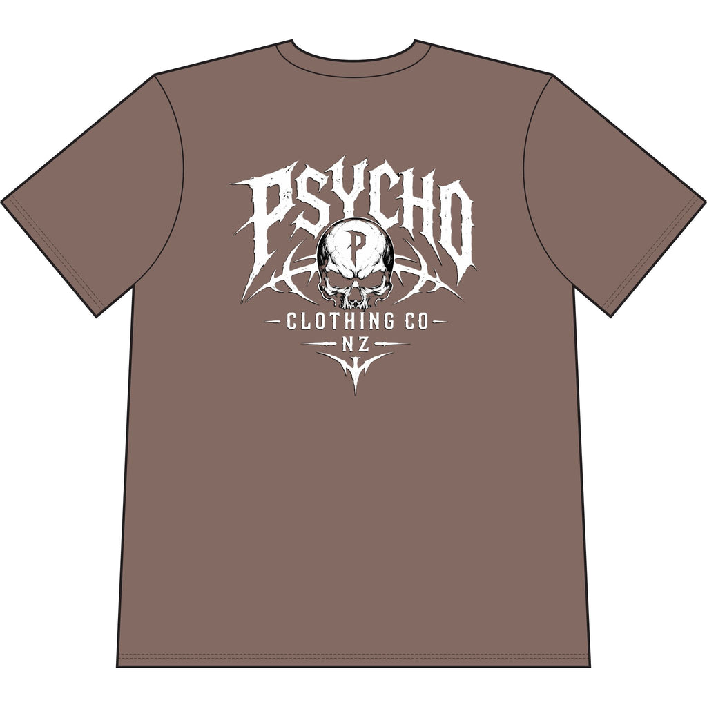 Psycho Clothing Co. Skull Tee — Graphic Heavyweight Garment-Dyed T-Shirt