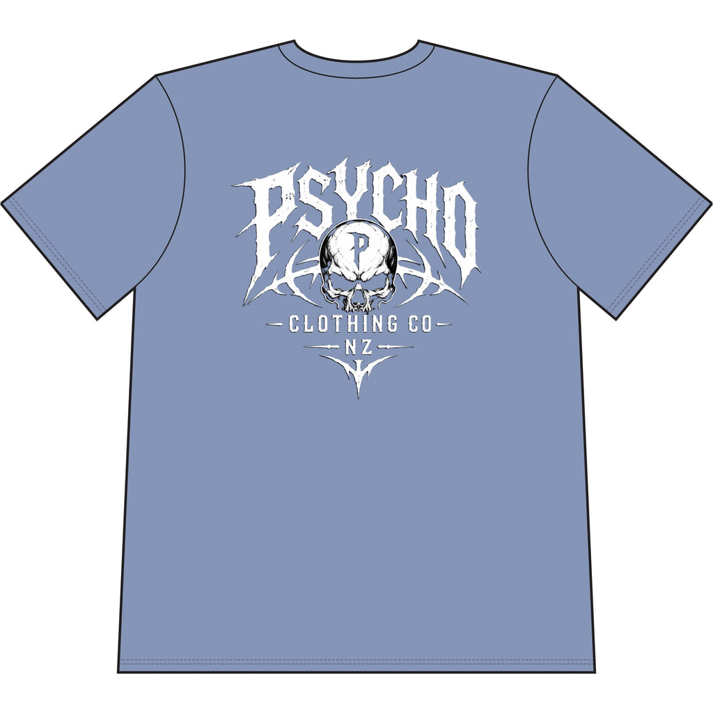 Psycho Clothing Co. Skull Tee — Graphic Heavyweight Garment-Dyed T-Shirt