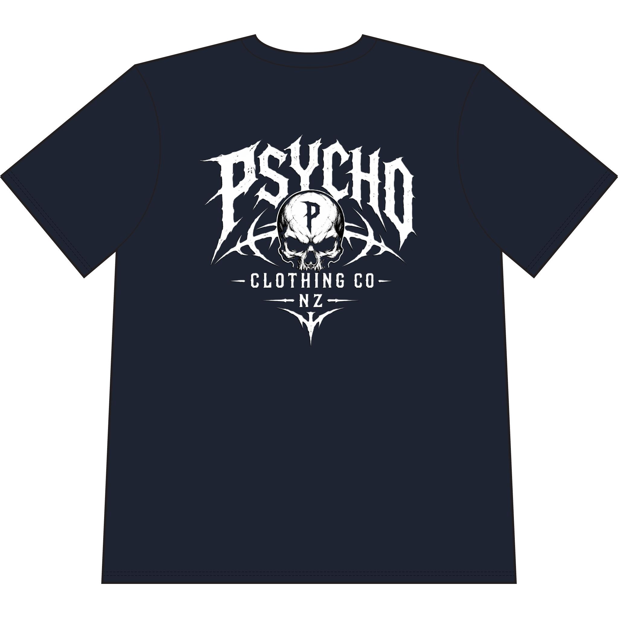 Psycho Clothing Co. Skull Tee — Graphic Heavyweight Garment-Dyed T-Shirt