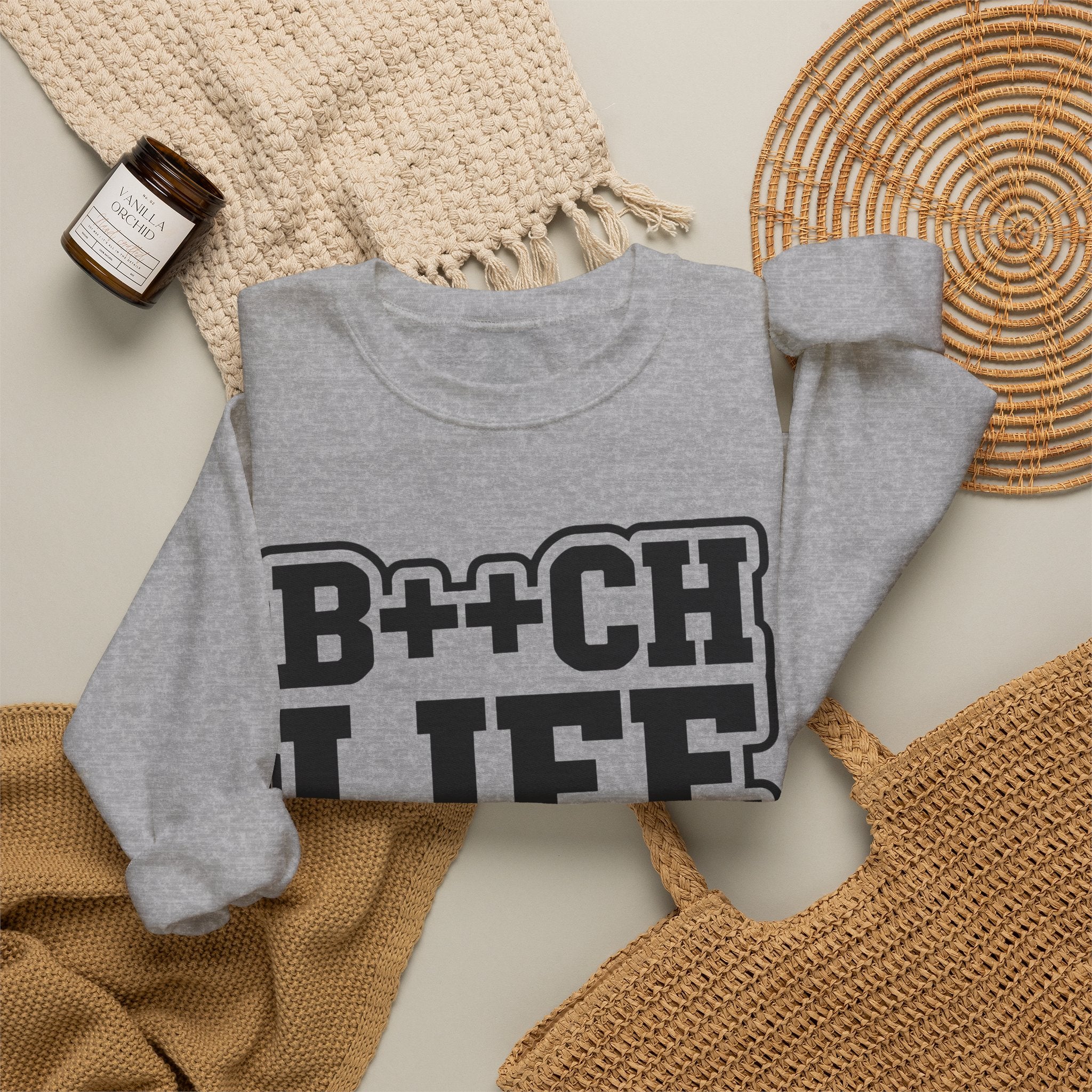 B++CH LIFE Crewneck Sweatshirt — Bold Graphic Streetwear for Confident Women