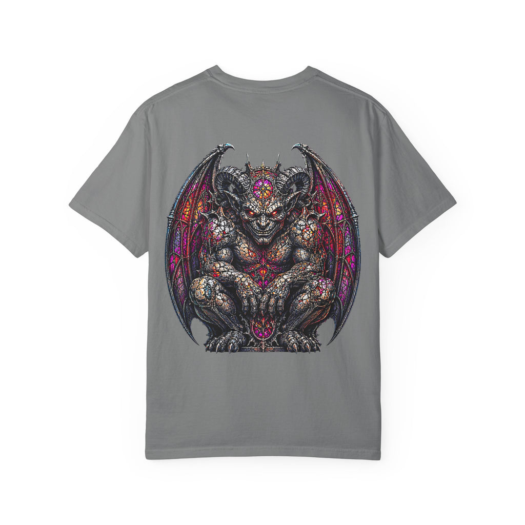 Gothic Demon Gargoyle backprint T-Shirt | Stained Glass Fantasy Art
