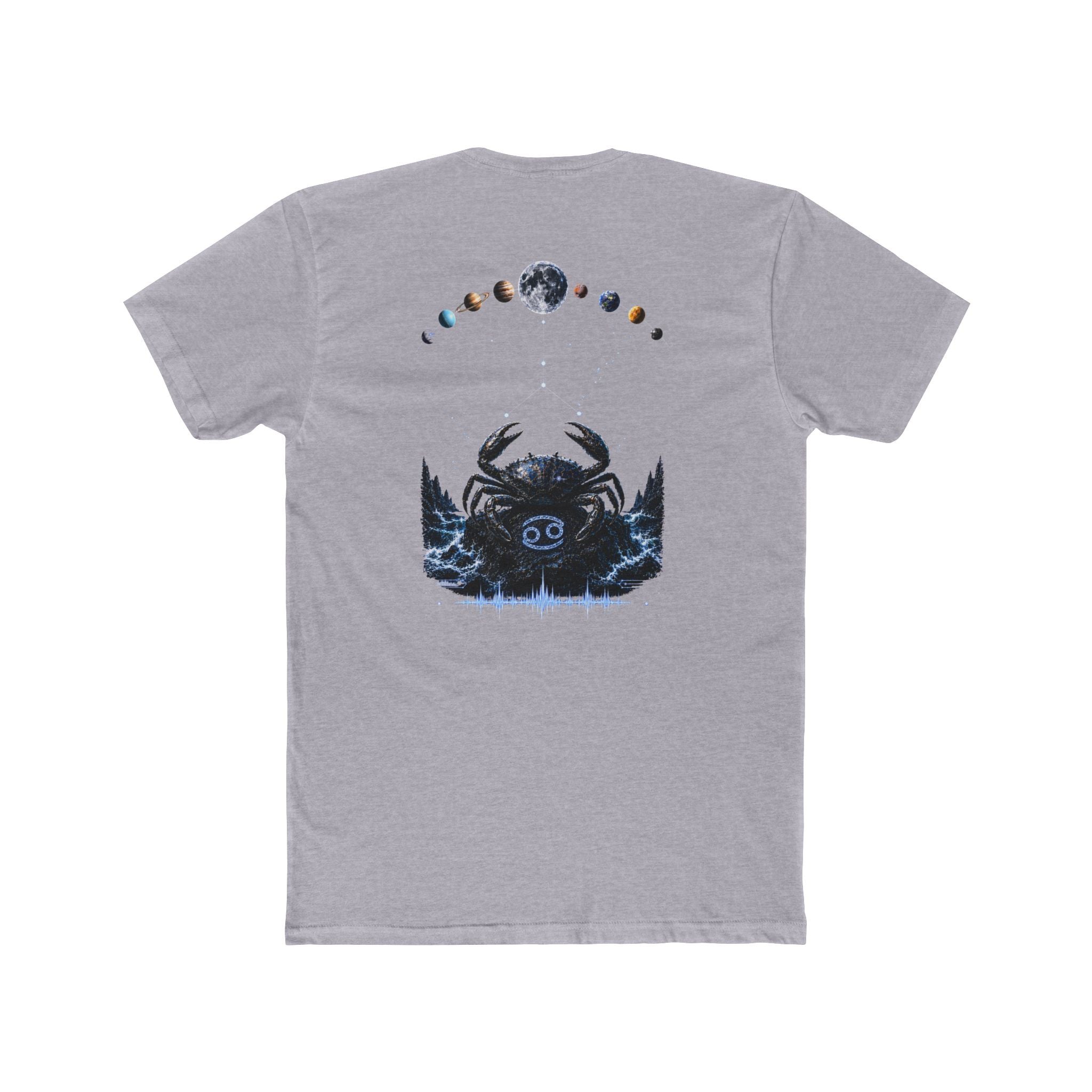 Cosmic Crab Tee — Moon Phases Ocean Graphic T‑Shirt