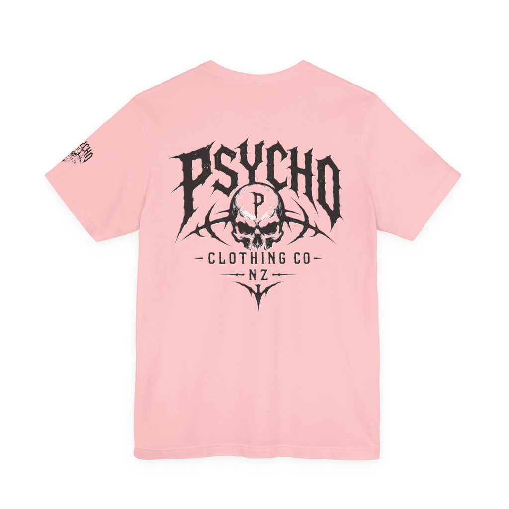 Psycho Clothing Co. Graphic Tee — Gothic Skull Logo T‑Shirt