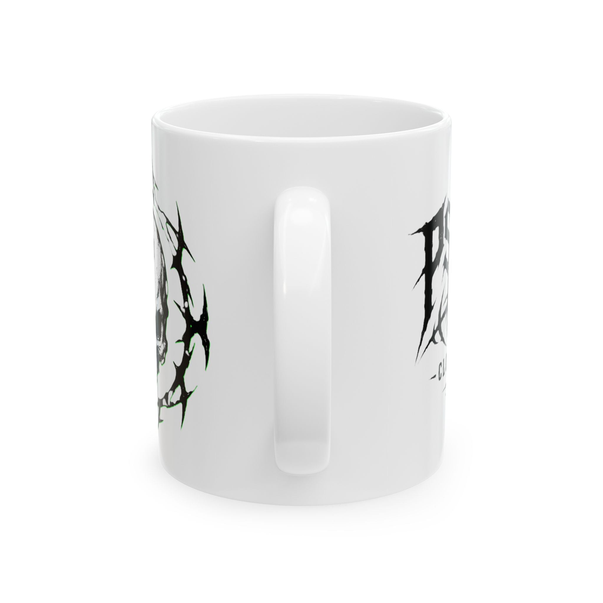Metal Band Logo Ceramic Mug — Black Deathcore Graphic Coffee Cup (11oz / 15oz)