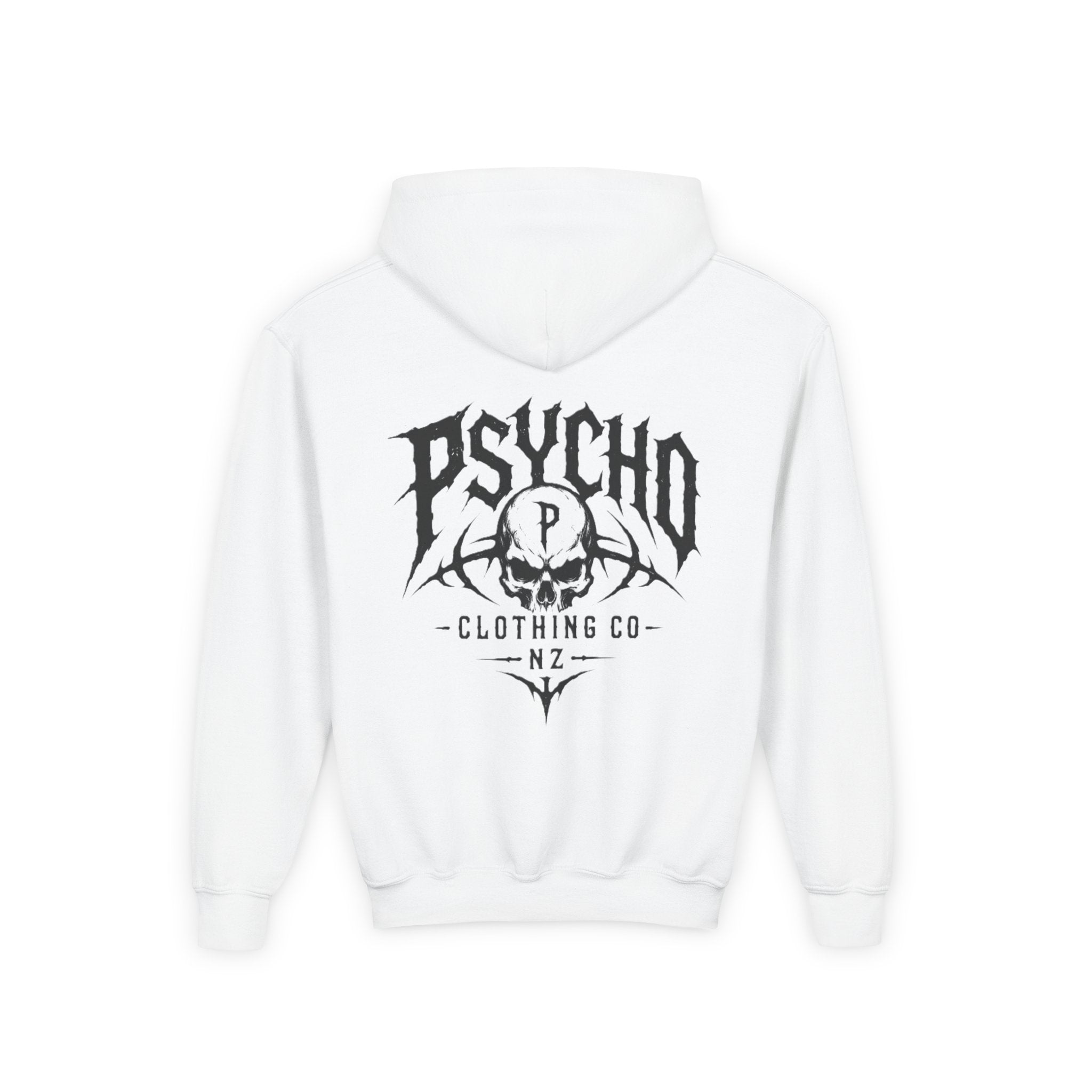 Psycho Skull Youth Hoodie - Graphic Band-Style Kids Sweatshirt