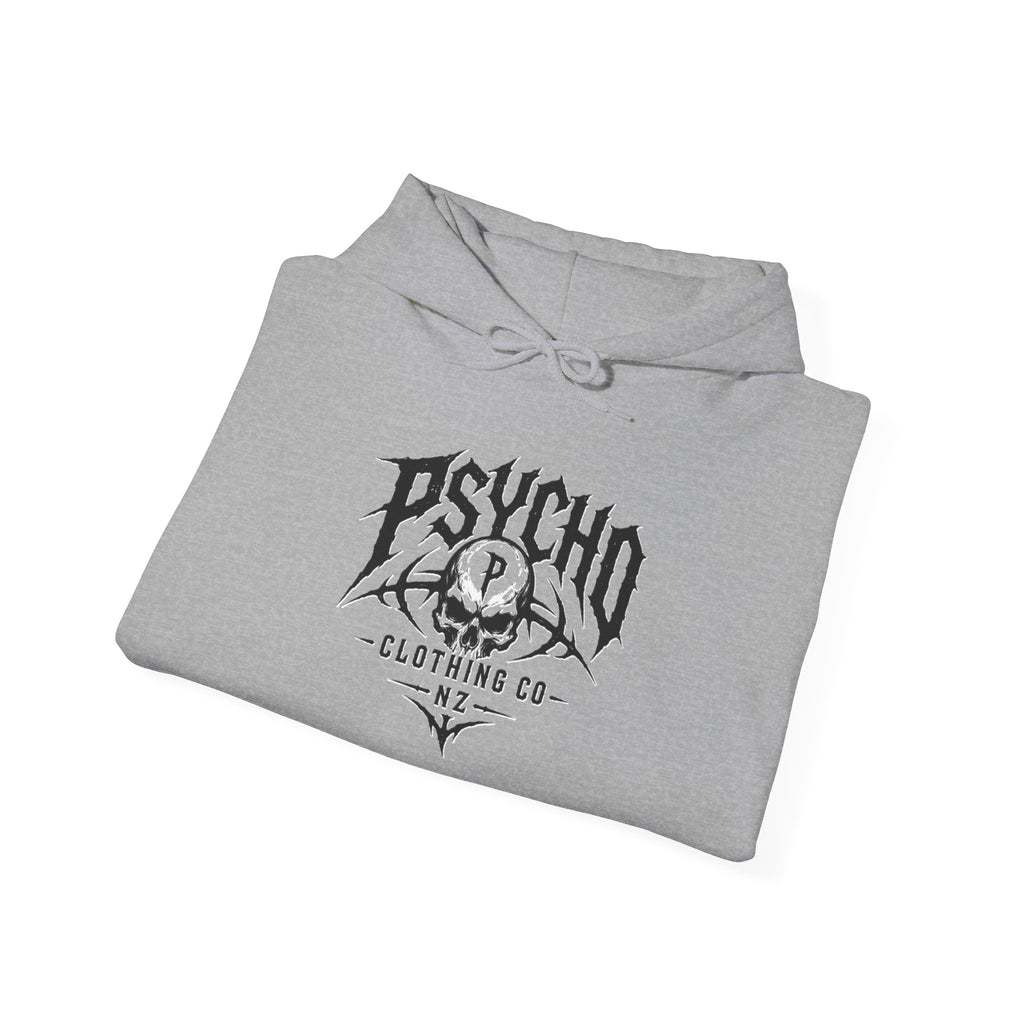 Psycho Clothing Co. Skull Logo Hoodie — Graphic Streetwear Pullover