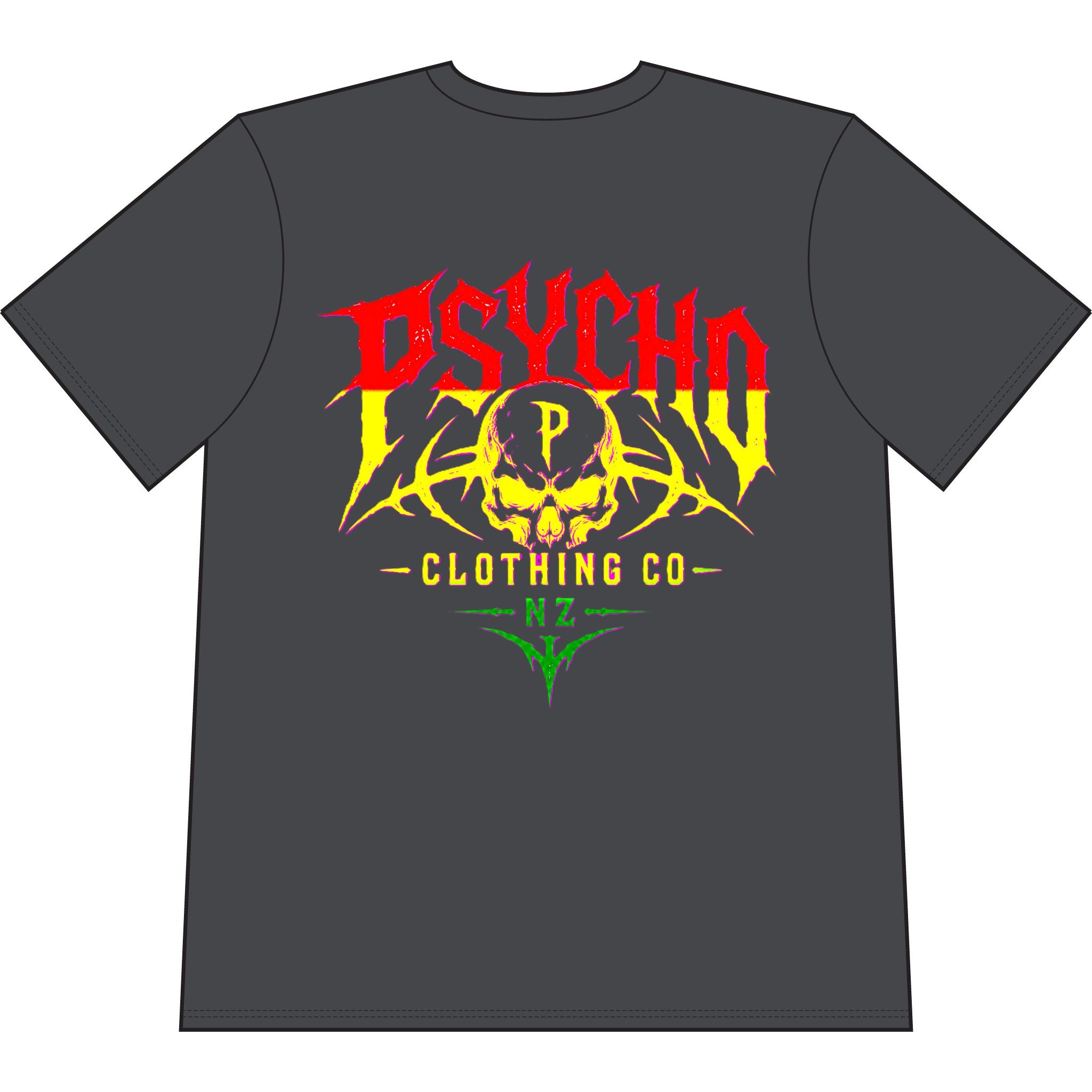 Psycho Skull Graphic T-Shirt — Heavyweight Garment-Dyed Streetwear