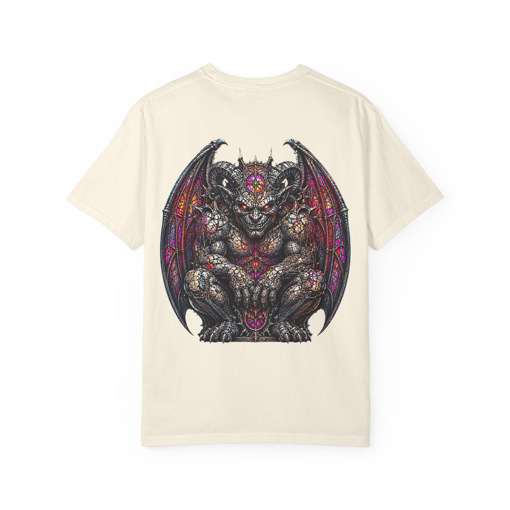 Gothic Demon Gargoyle backprint T-Shirt | Stained Glass Fantasy Art