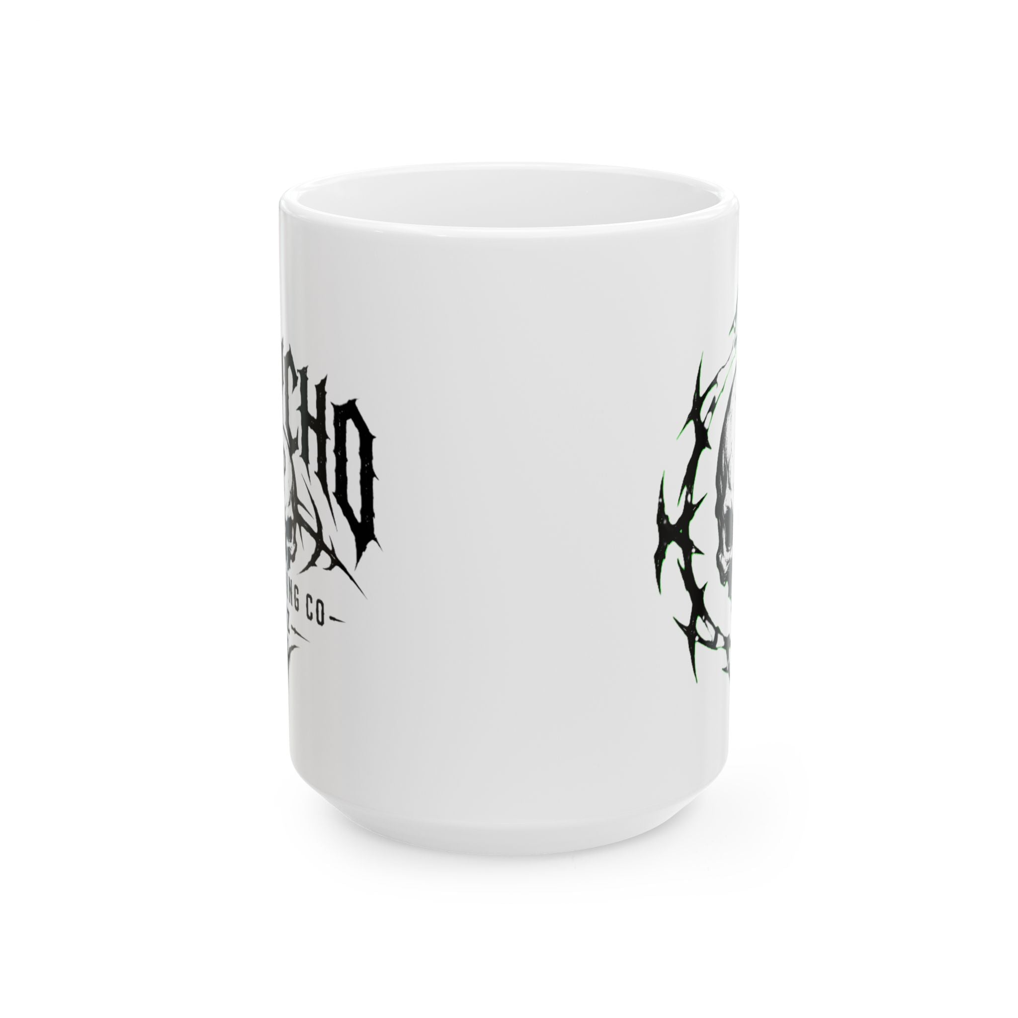 Metal Band Logo Ceramic Mug — Black Deathcore Graphic Coffee Cup (11oz / 15oz)