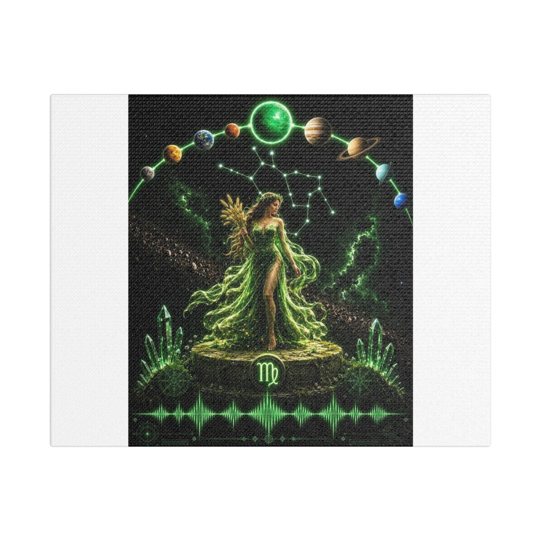 Virgo Goddess Satin Stretched Canvas – Astrology Wall Art