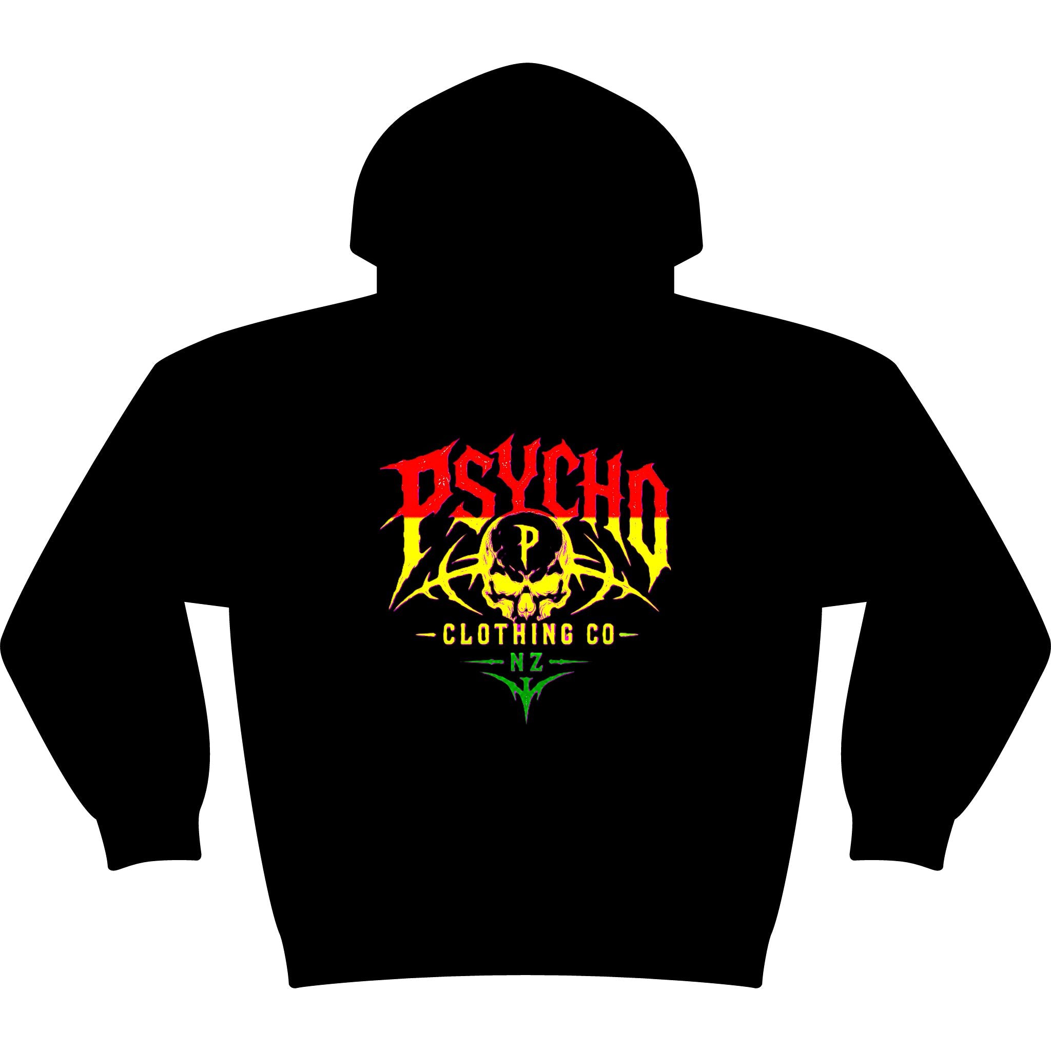 Psycho Clothing Co. Graphic Hoodie — Vintage Skull Logo Streetwear