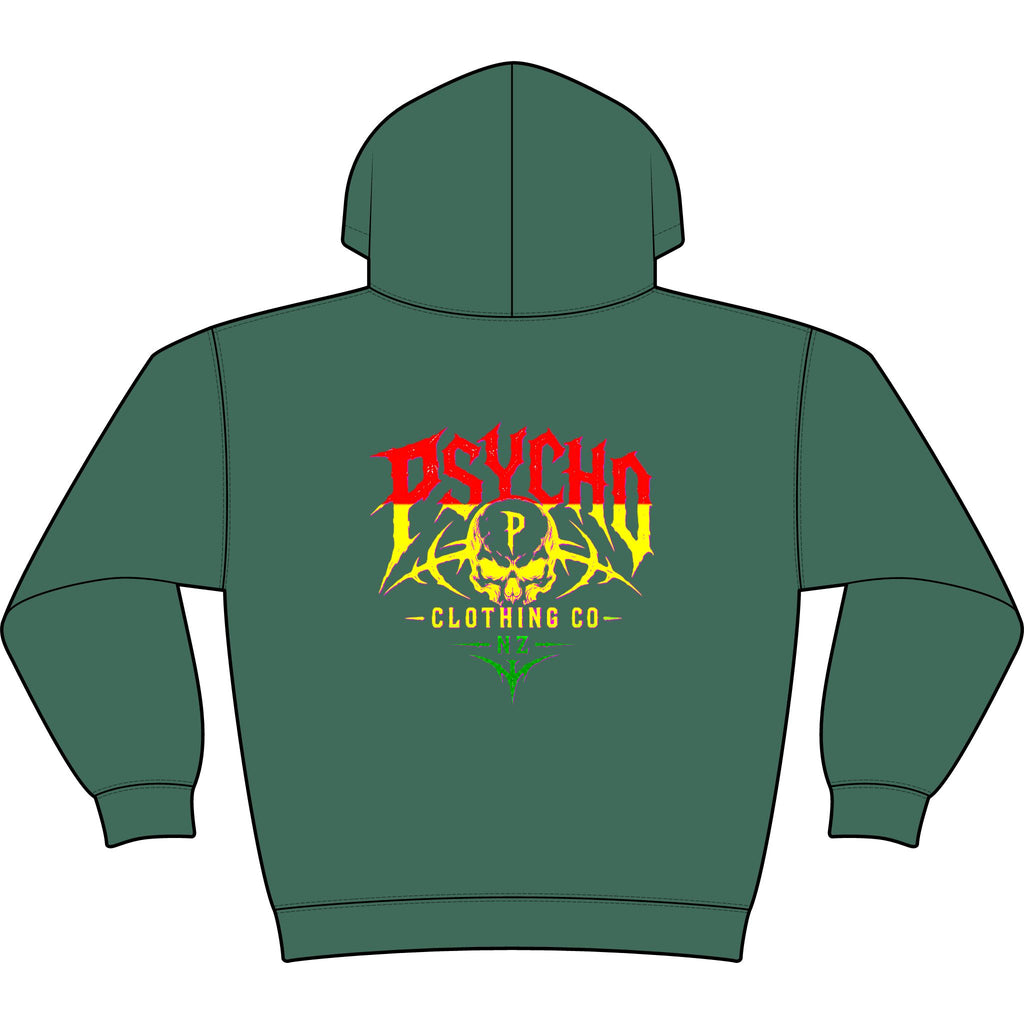 Psycho Clothing Co. Graphic Hoodie — Vintage Skull Logo Streetwear