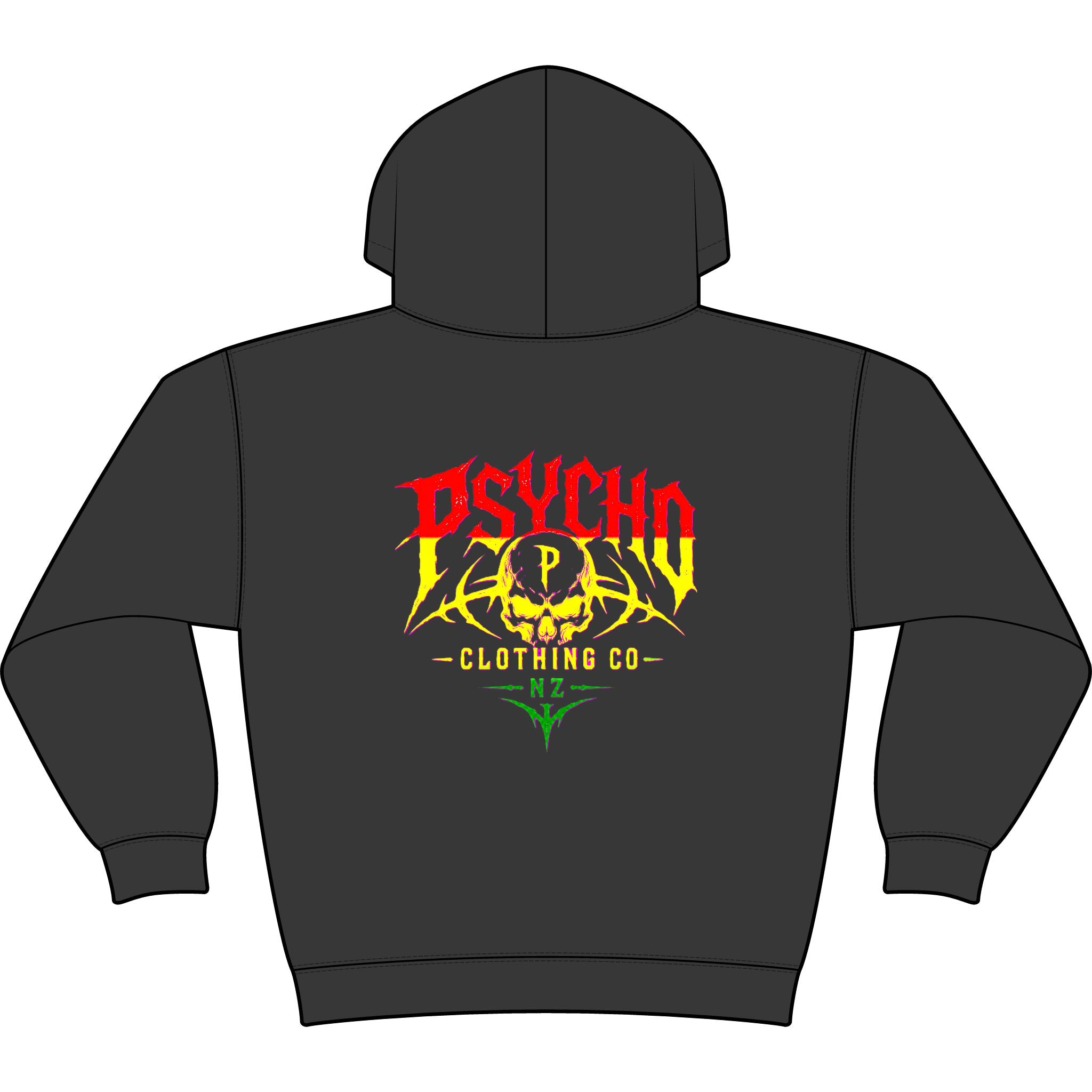 Psycho Clothing Co. Graphic Hoodie — Vintage Skull Logo Streetwear