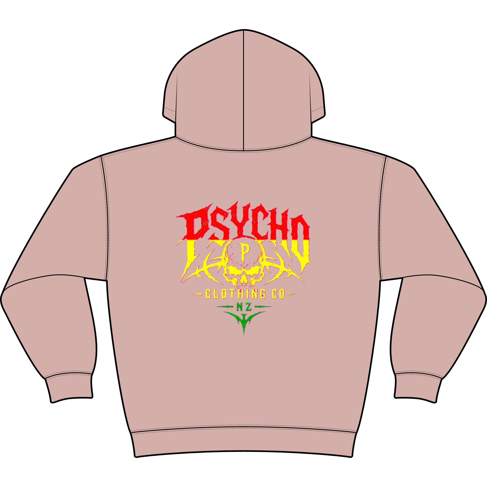 Psycho Clothing Co. Graphic Hoodie — Vintage Skull Logo Streetwear