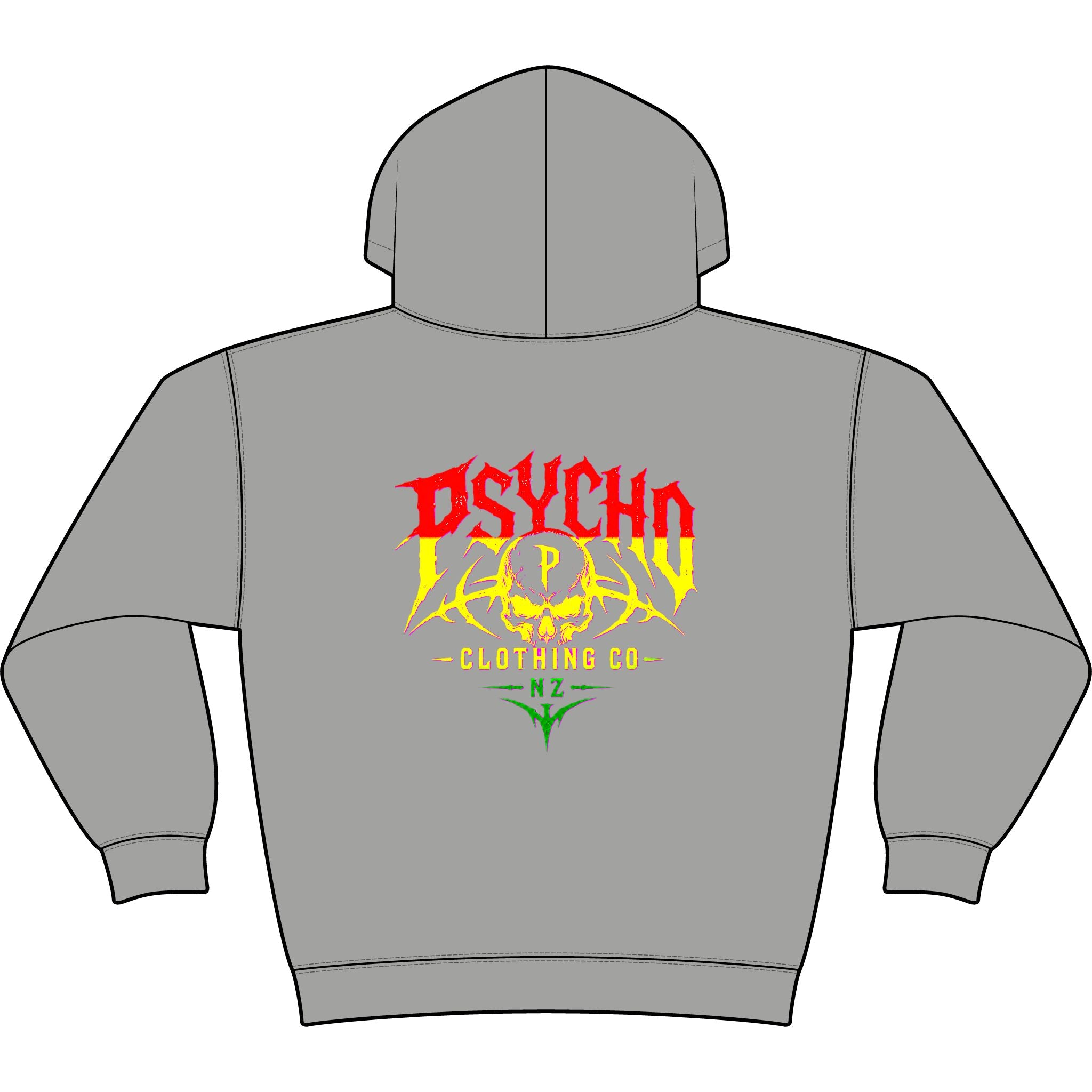 Psycho Clothing Co. Graphic Hoodie — Vintage Skull Logo Streetwear