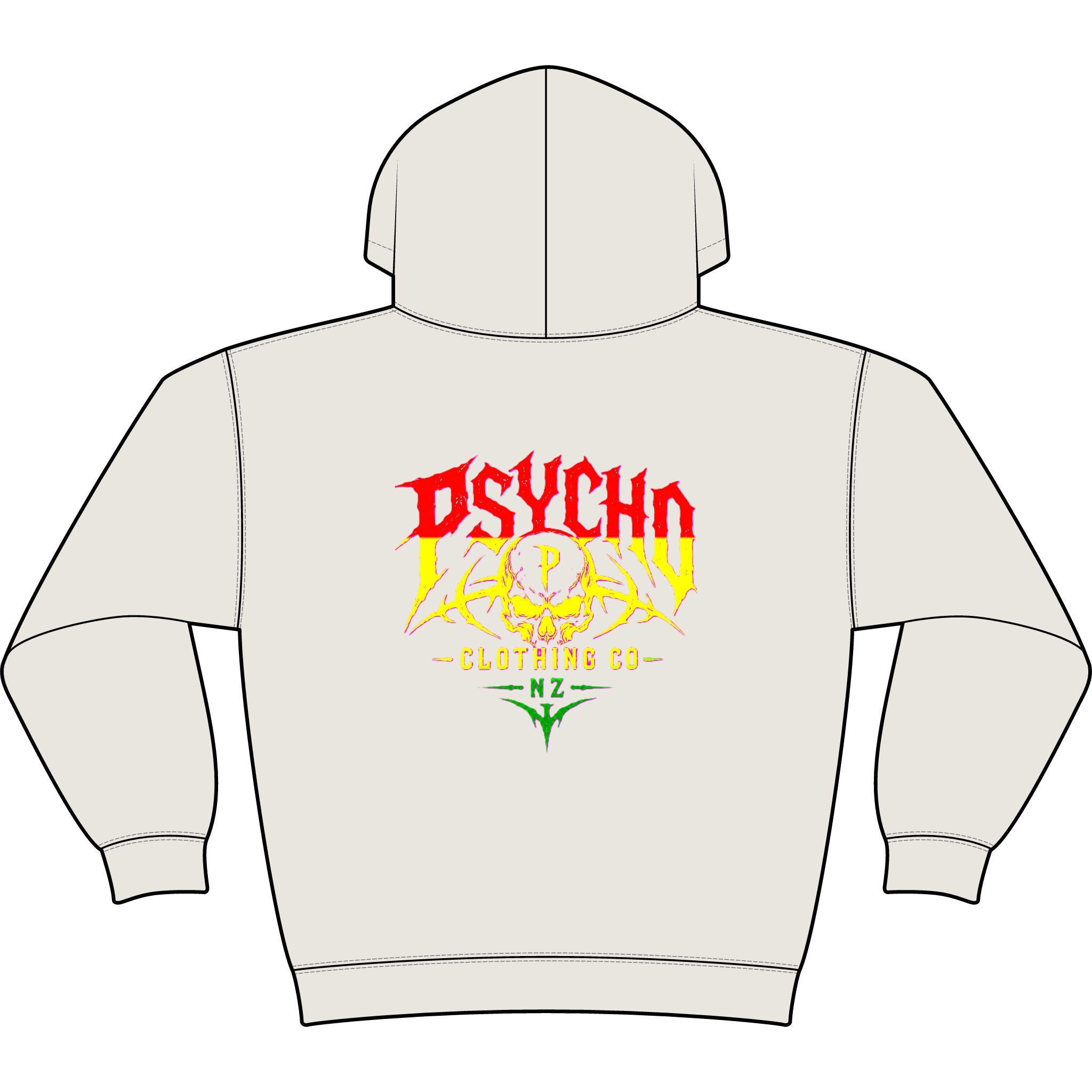 Psycho Clothing Co. Graphic Hoodie — Vintage Skull Logo Streetwear
