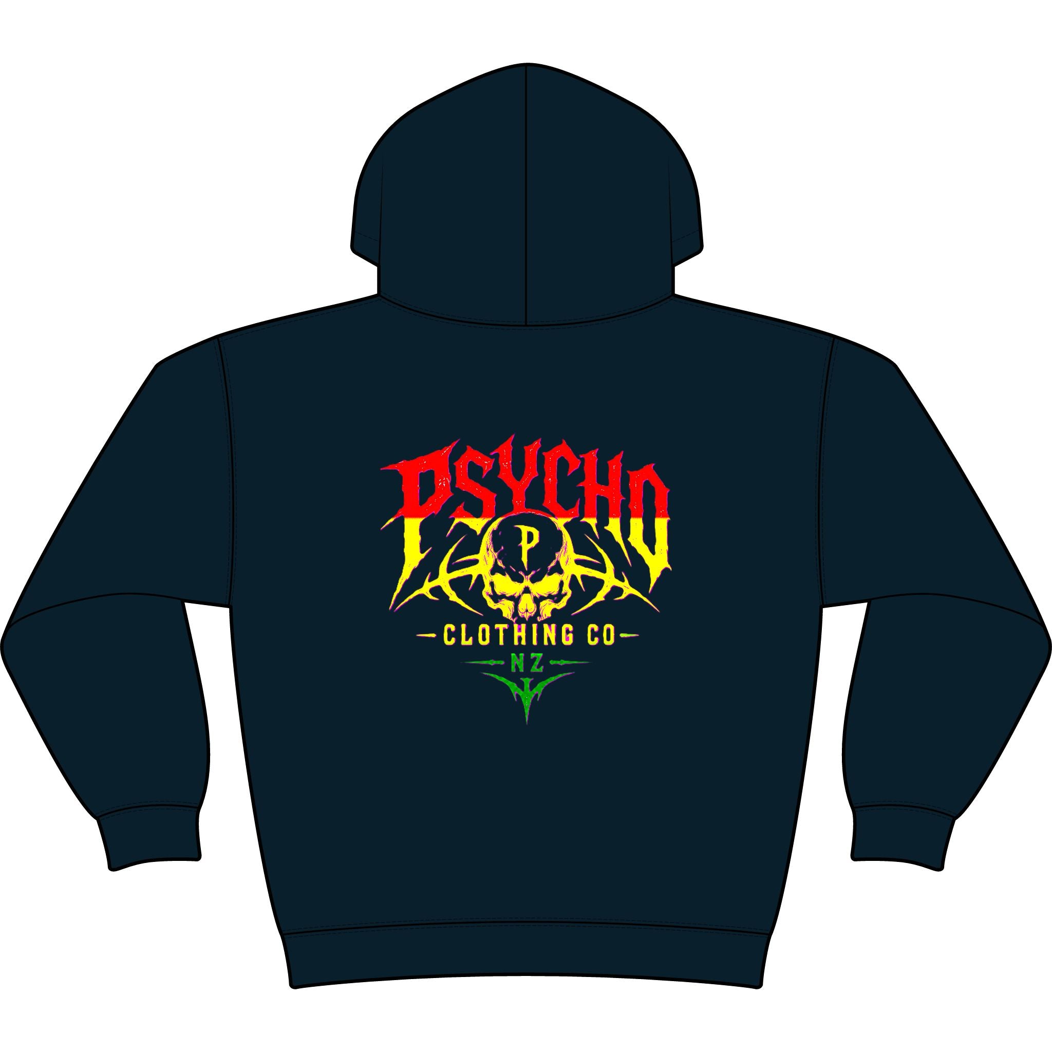 Psycho Clothing Co. Graphic Hoodie — Vintage Skull Logo Streetwear