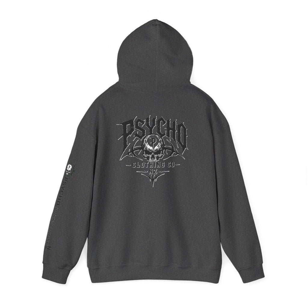 Psycho Clothing Co. Skull Logo Hoodie — Graphic Streetwear Pullover