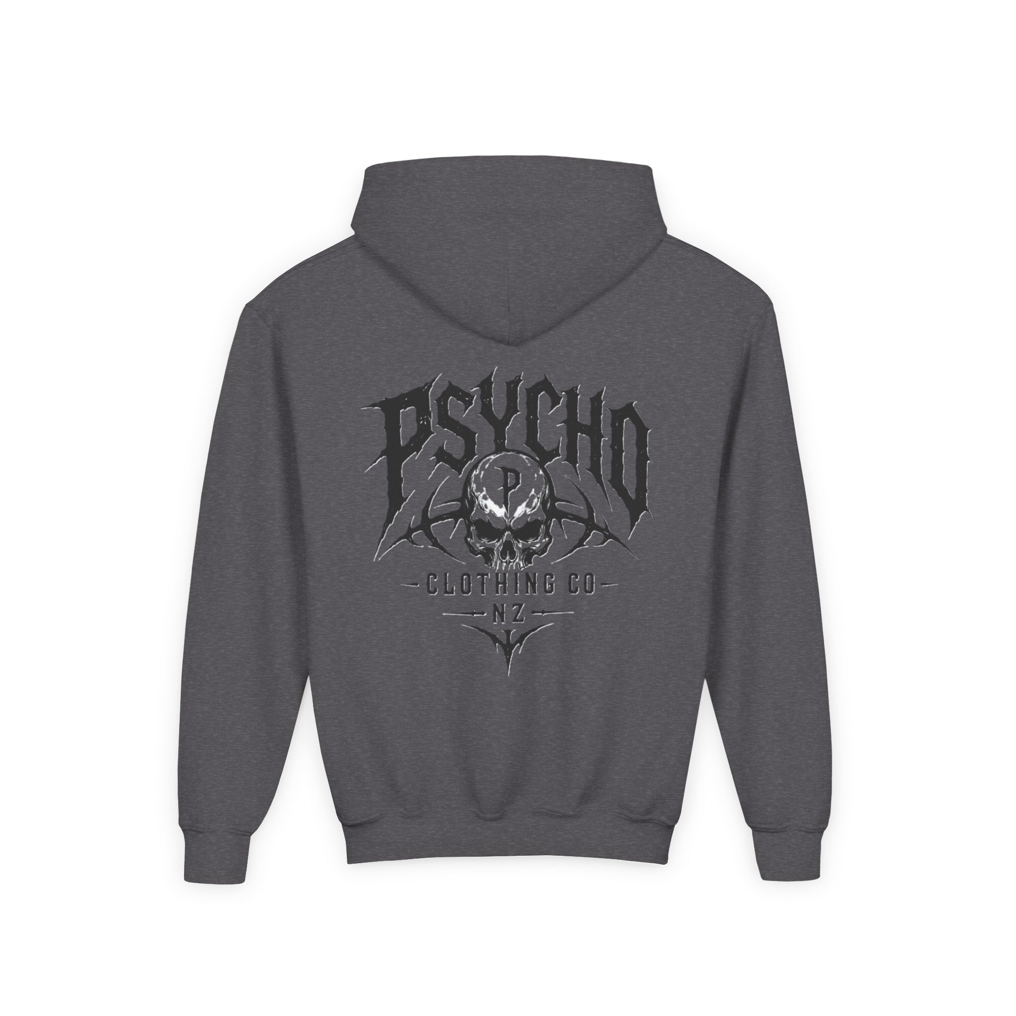 Psycho Skull Youth Hoodie - Graphic Band-Style Kids Sweatshirt