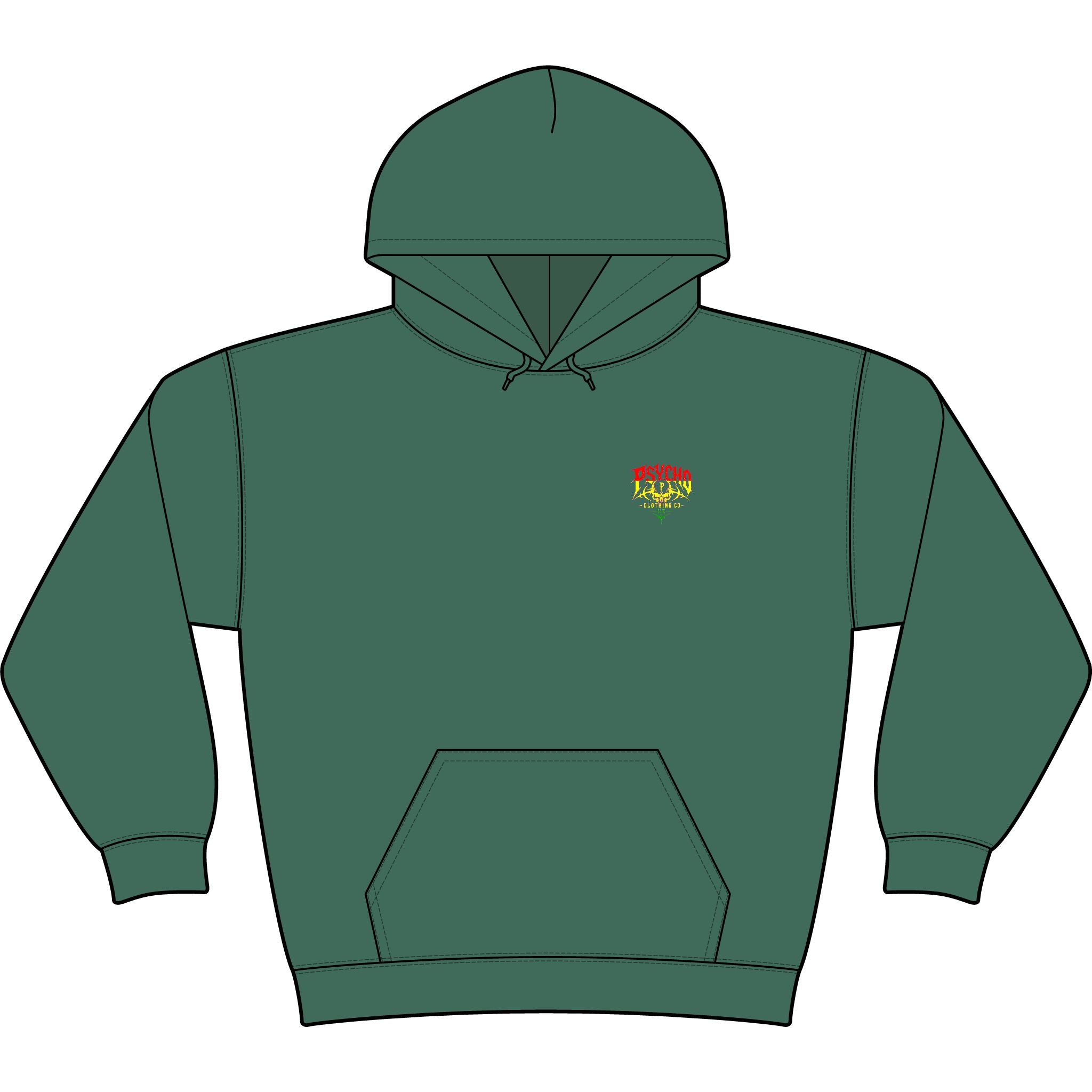 Psycho Clothing Co. Graphic Hoodie — Vintage Skull Logo Streetwear