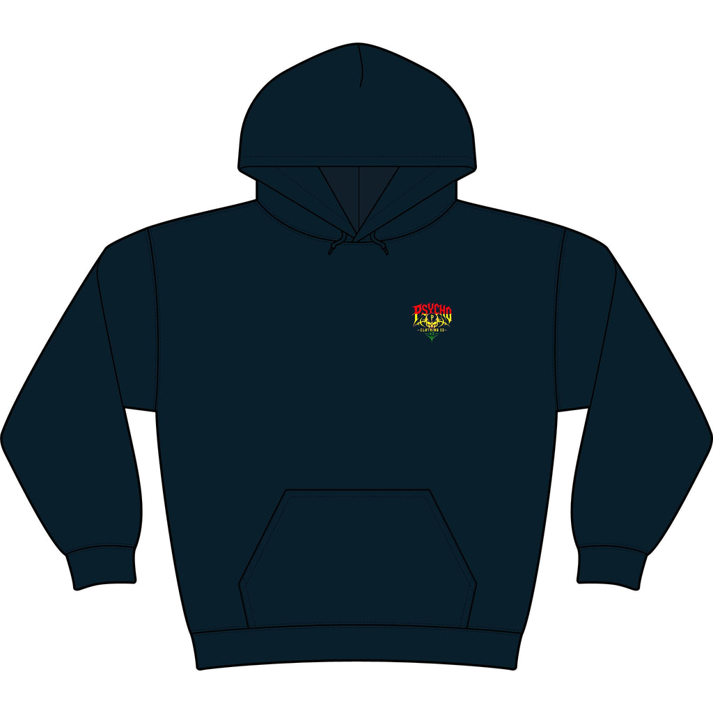 Psycho Clothing Co. Graphic Hoodie — Vintage Skull Logo Streetwear