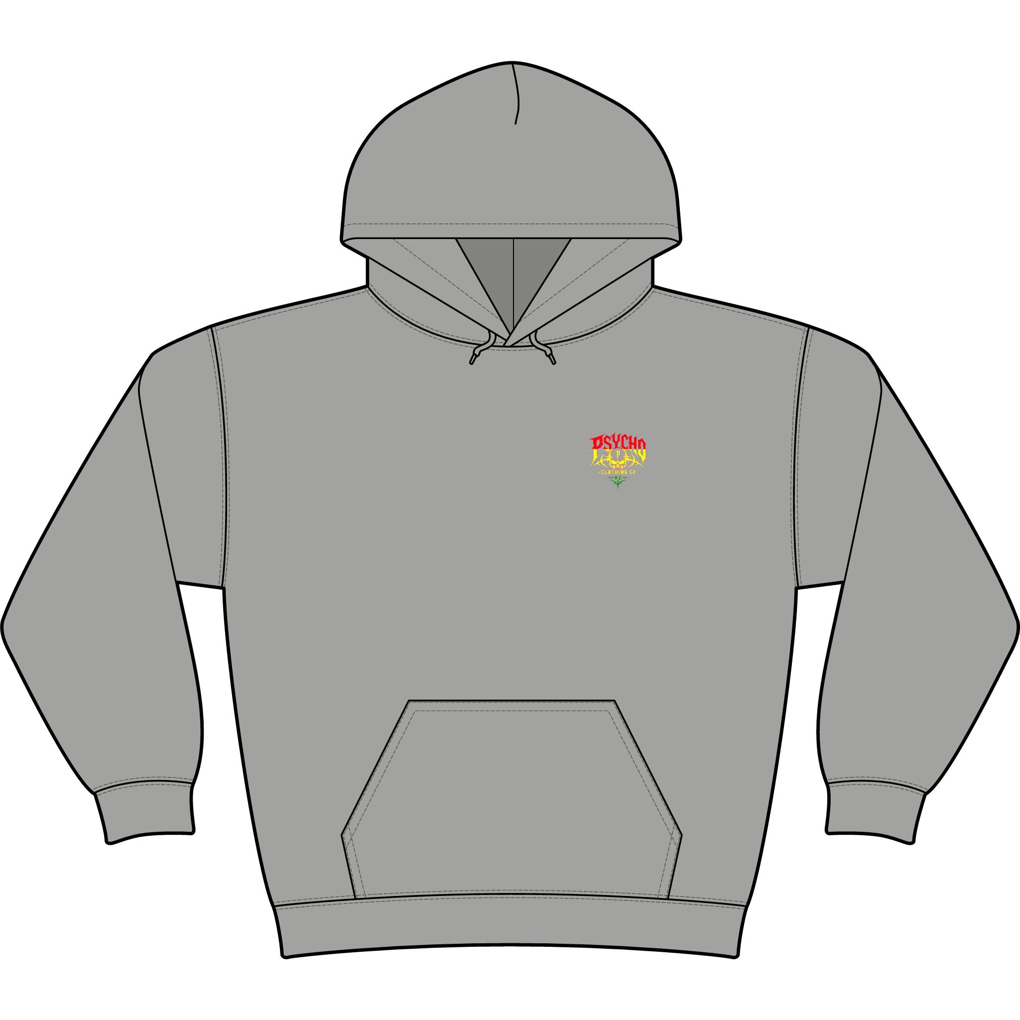 Psycho Clothing Co. Graphic Hoodie — Vintage Skull Logo Streetwear