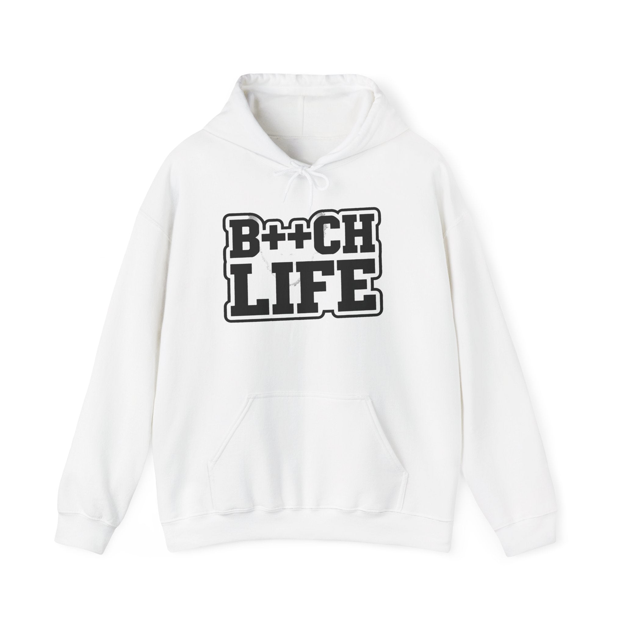 B++CH LIFE Graphic Hoodie — Bold Retro Black Text Hoodie