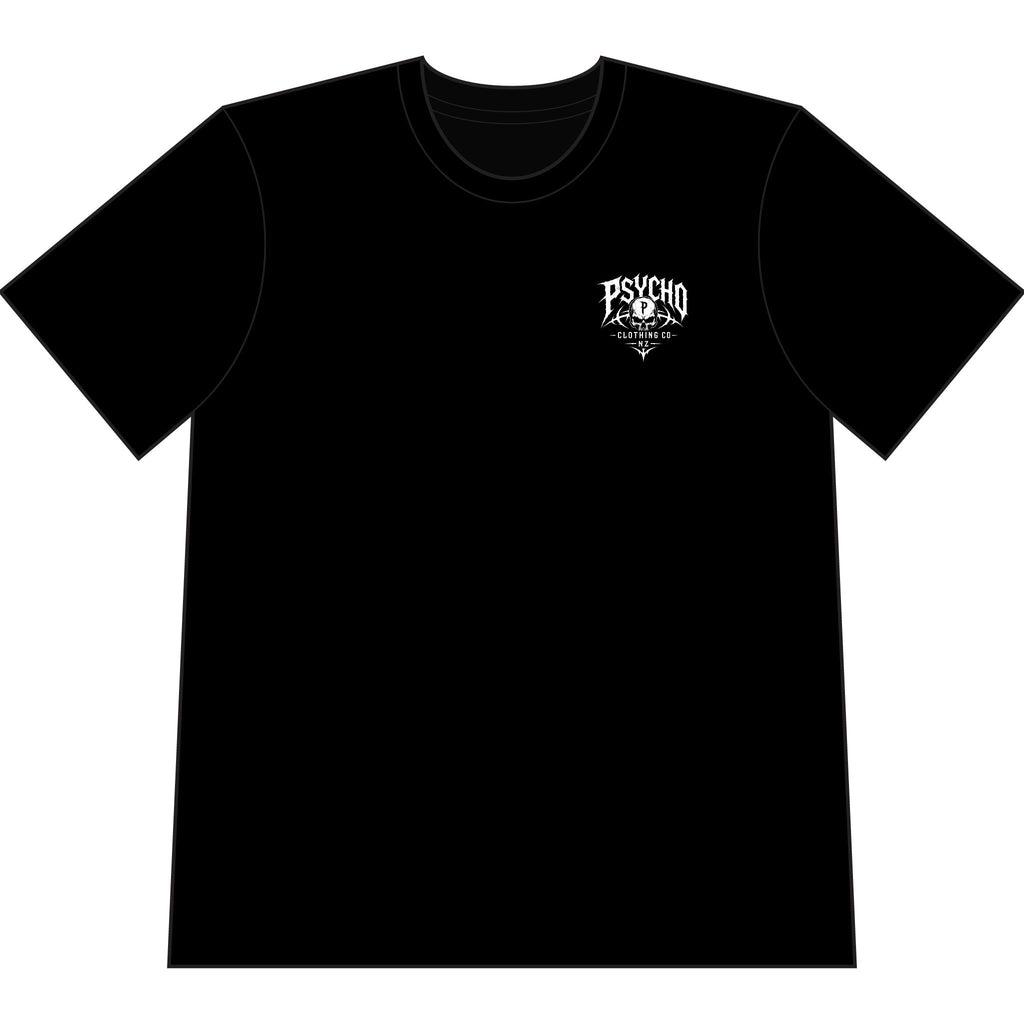 Psycho Clothing Co. Skull Tee — Graphic Heavyweight Garment-Dyed T-Shirt