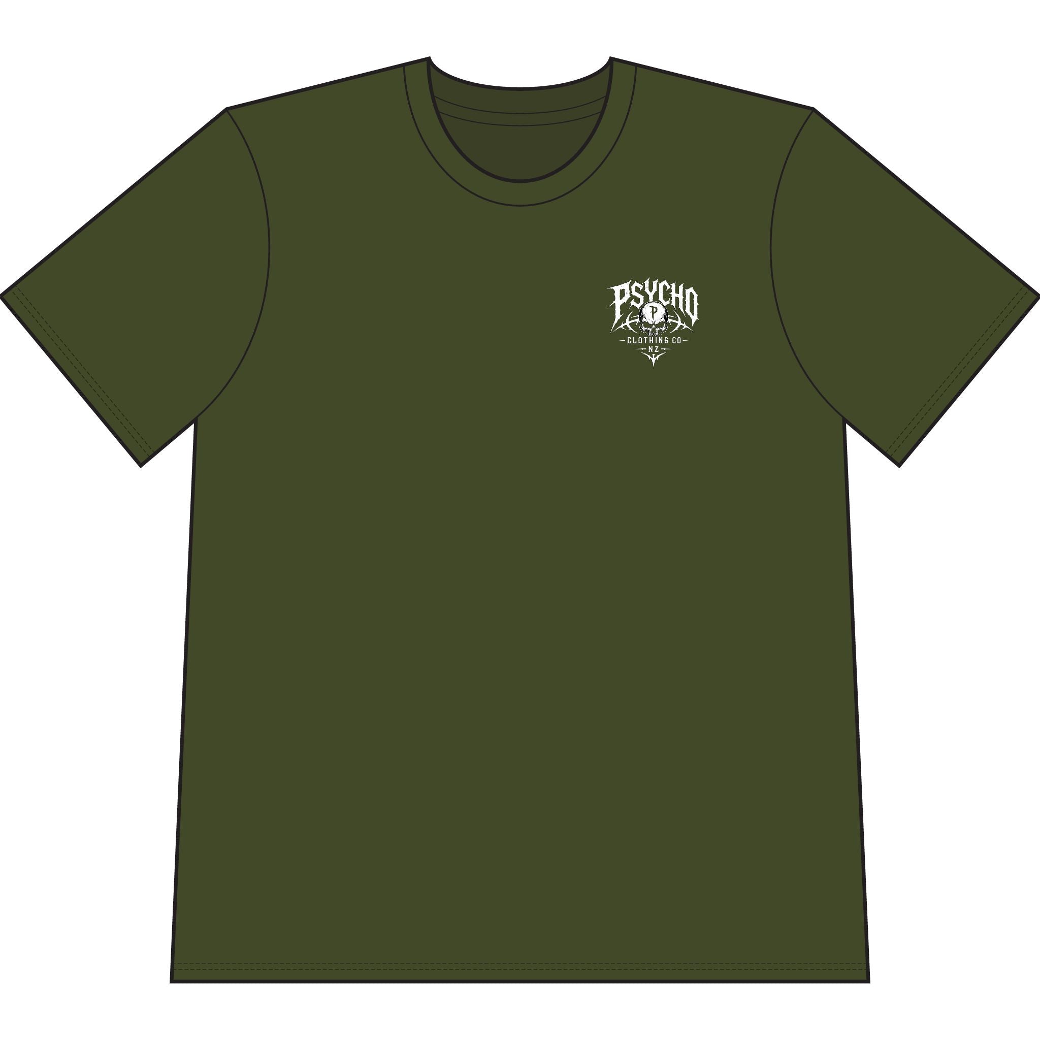 Psycho Clothing Co. Skull Tee — Graphic Heavyweight Garment-Dyed T-Shirt