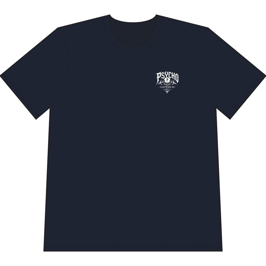 Psycho Clothing Co. Skull Tee — Graphic Heavyweight Garment-Dyed T-Shirt