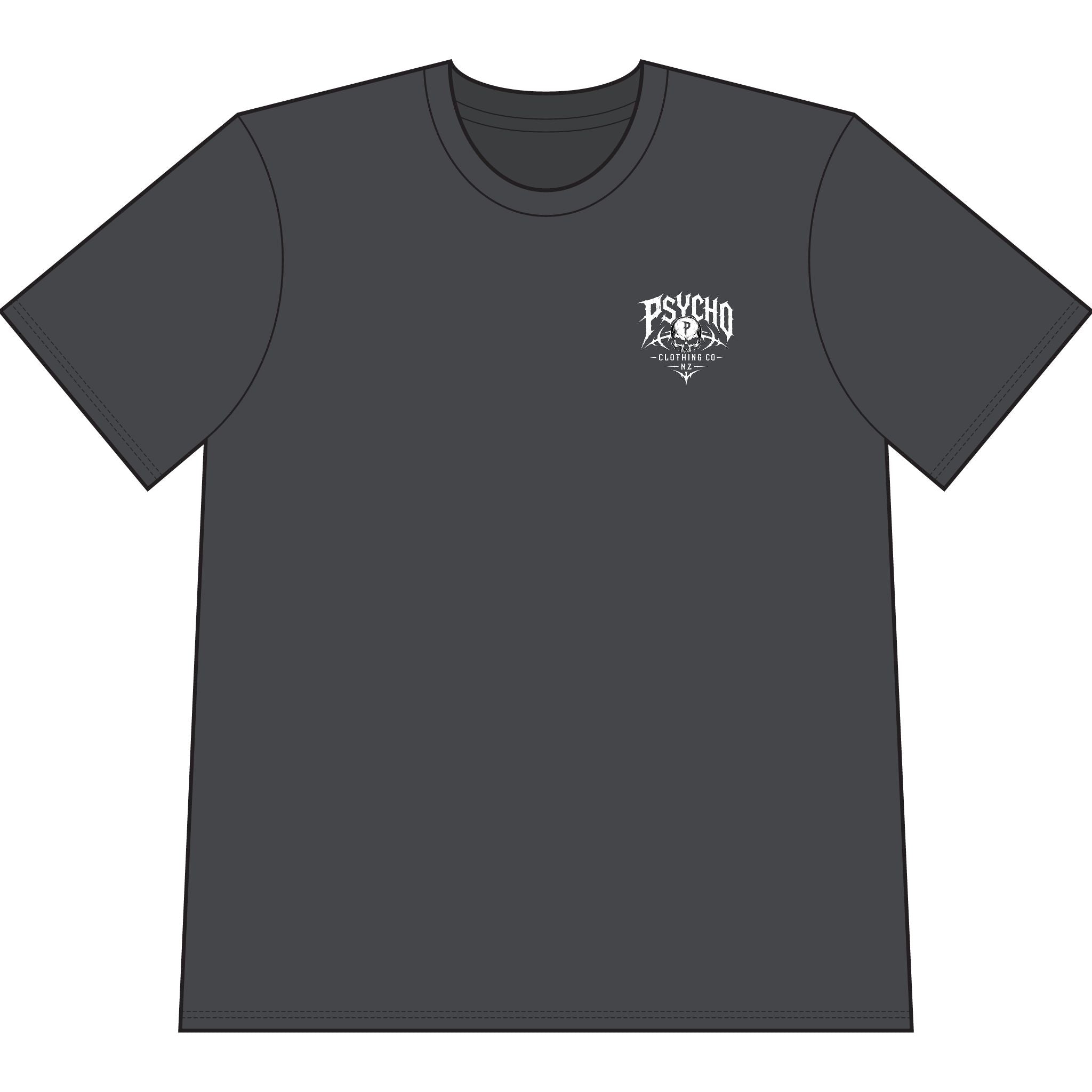 Psycho Clothing Co. Skull Tee — Graphic Heavyweight Garment-Dyed T-Shirt
