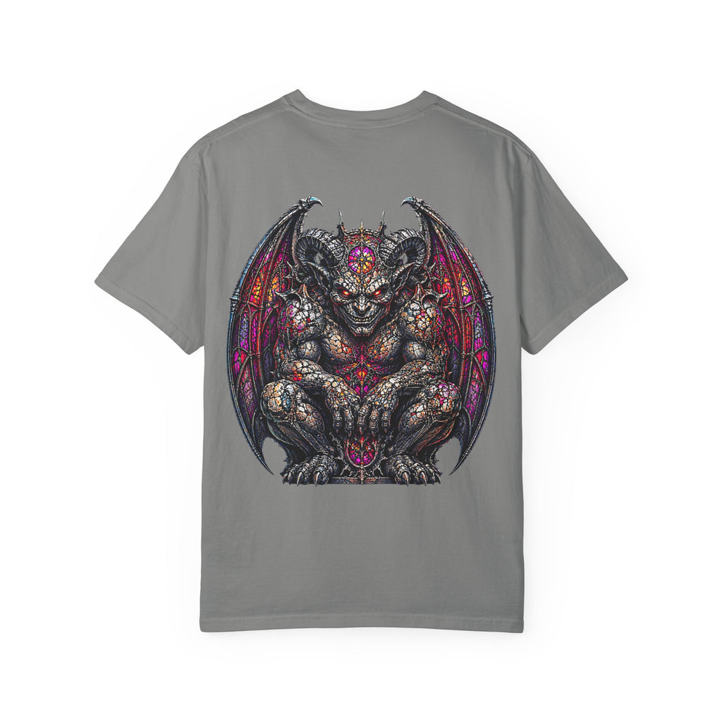 Gothic Demon Gargoyle backprint T-Shirt | Stained Glass Fantasy Art