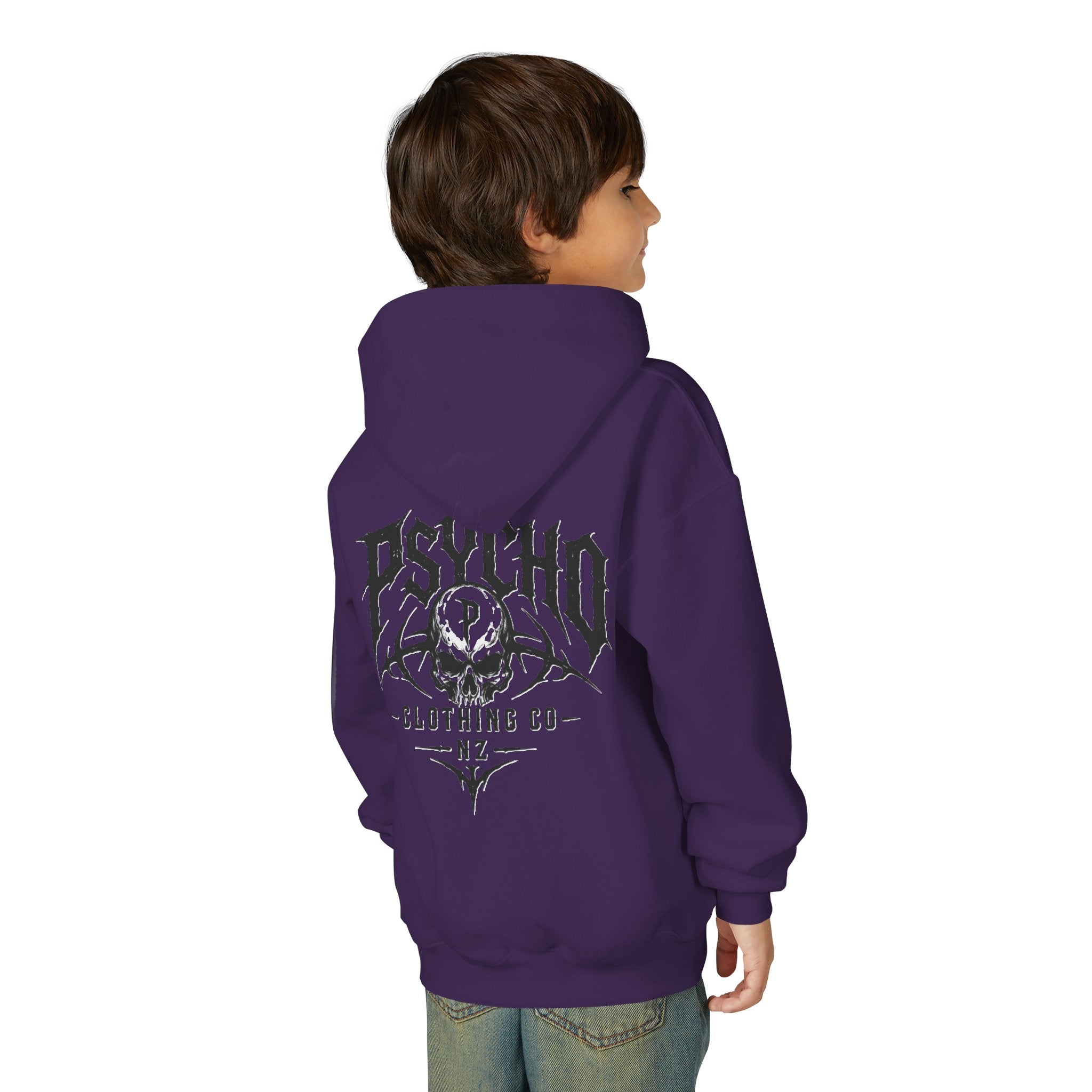 Psycho Skull Youth Hoodie - Graphic Band-Style Kids Sweatshirt