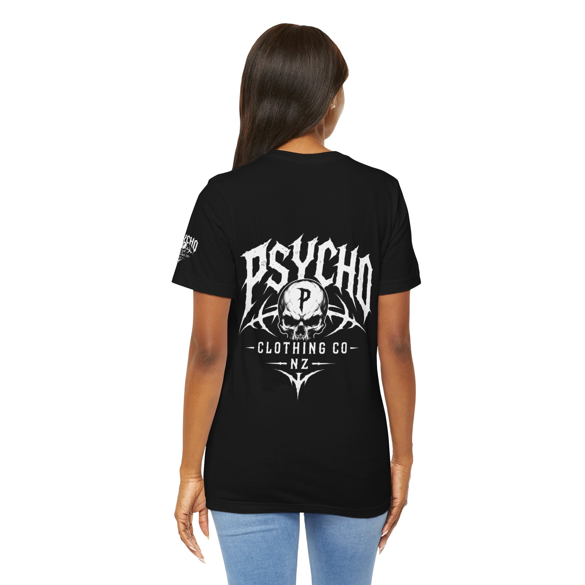 Psycho Clothing Co. Graphic Tee — Gothic Skull Logo T‑Shirt
