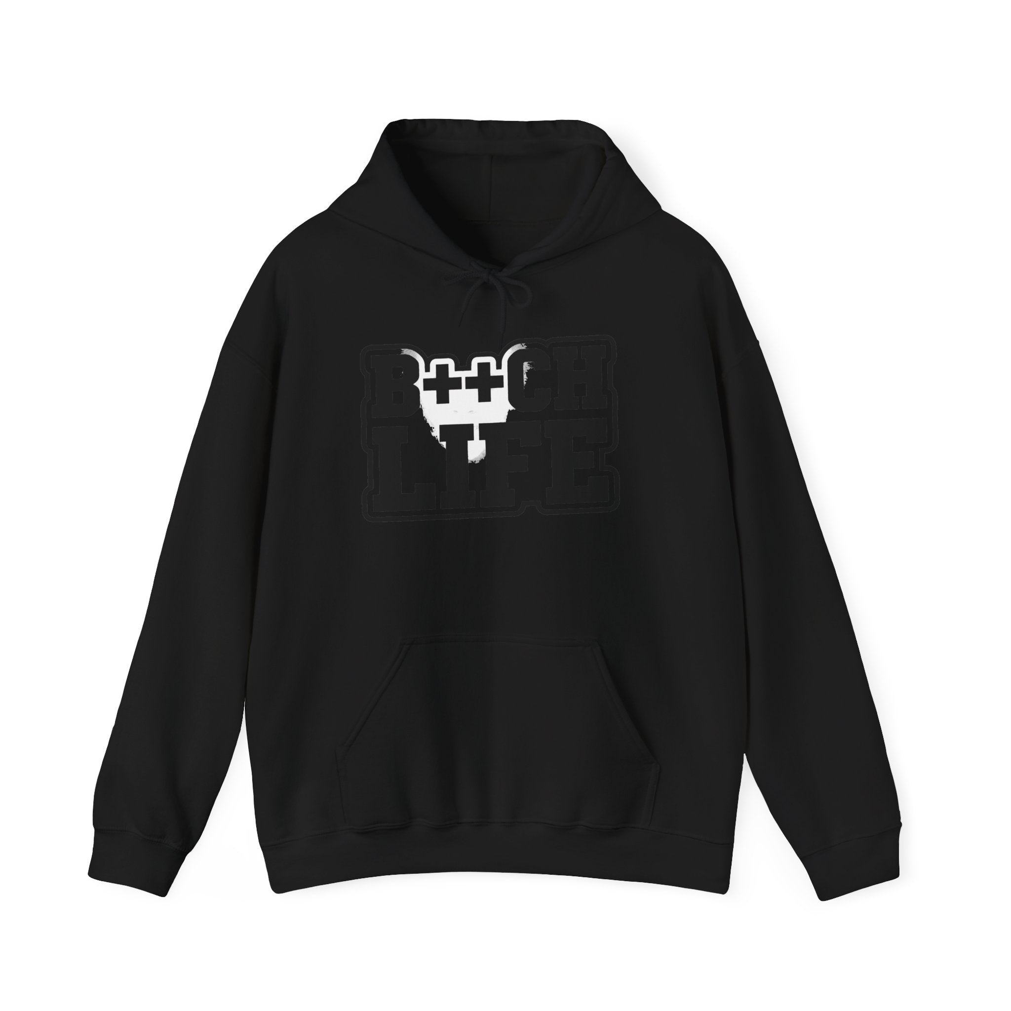 B++CH LIFE Graphic Hoodie — Bold Retro Black Text Hoodie