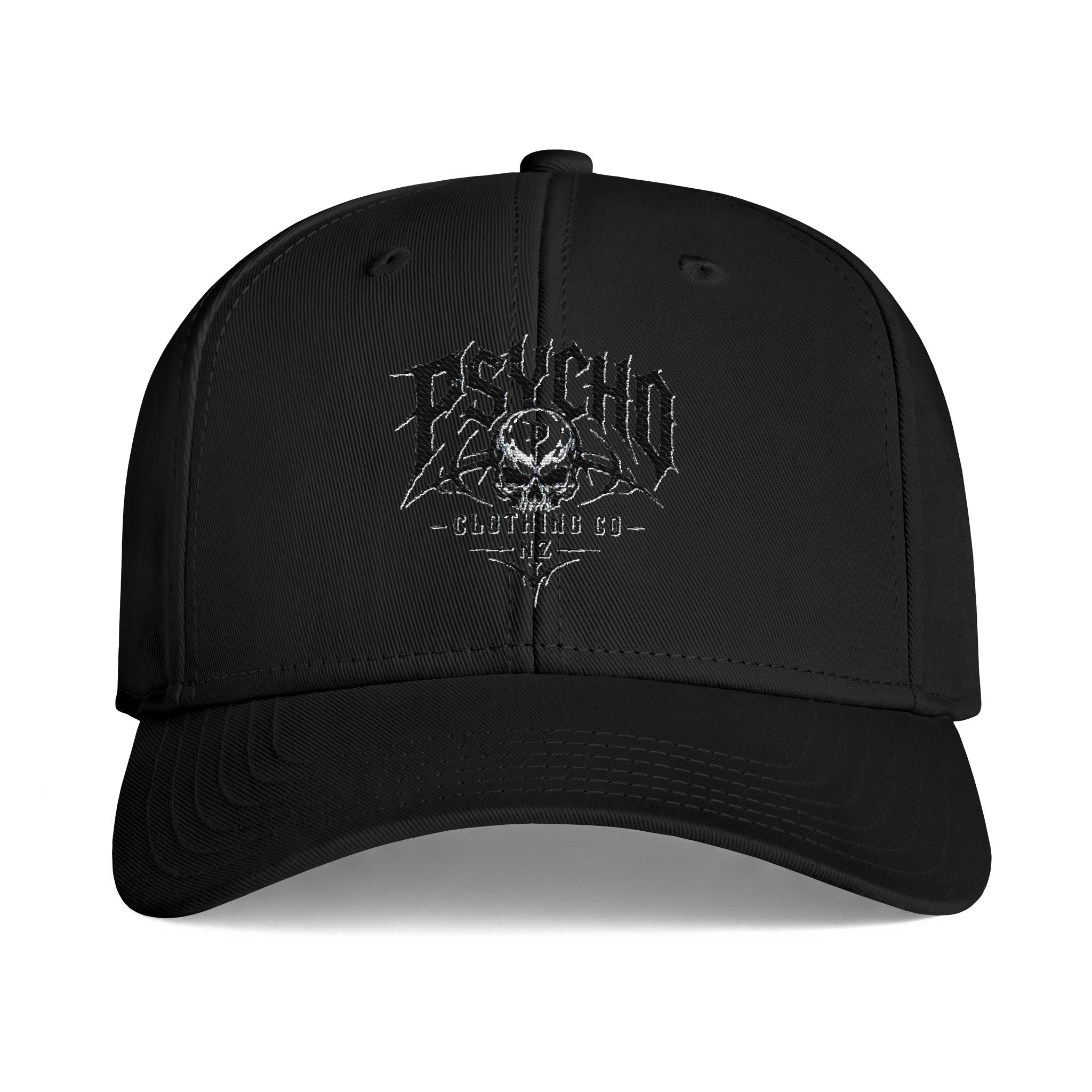 Psycho Clothing Co. Icon Cap — Gothic Skull Logo Baseball Hat