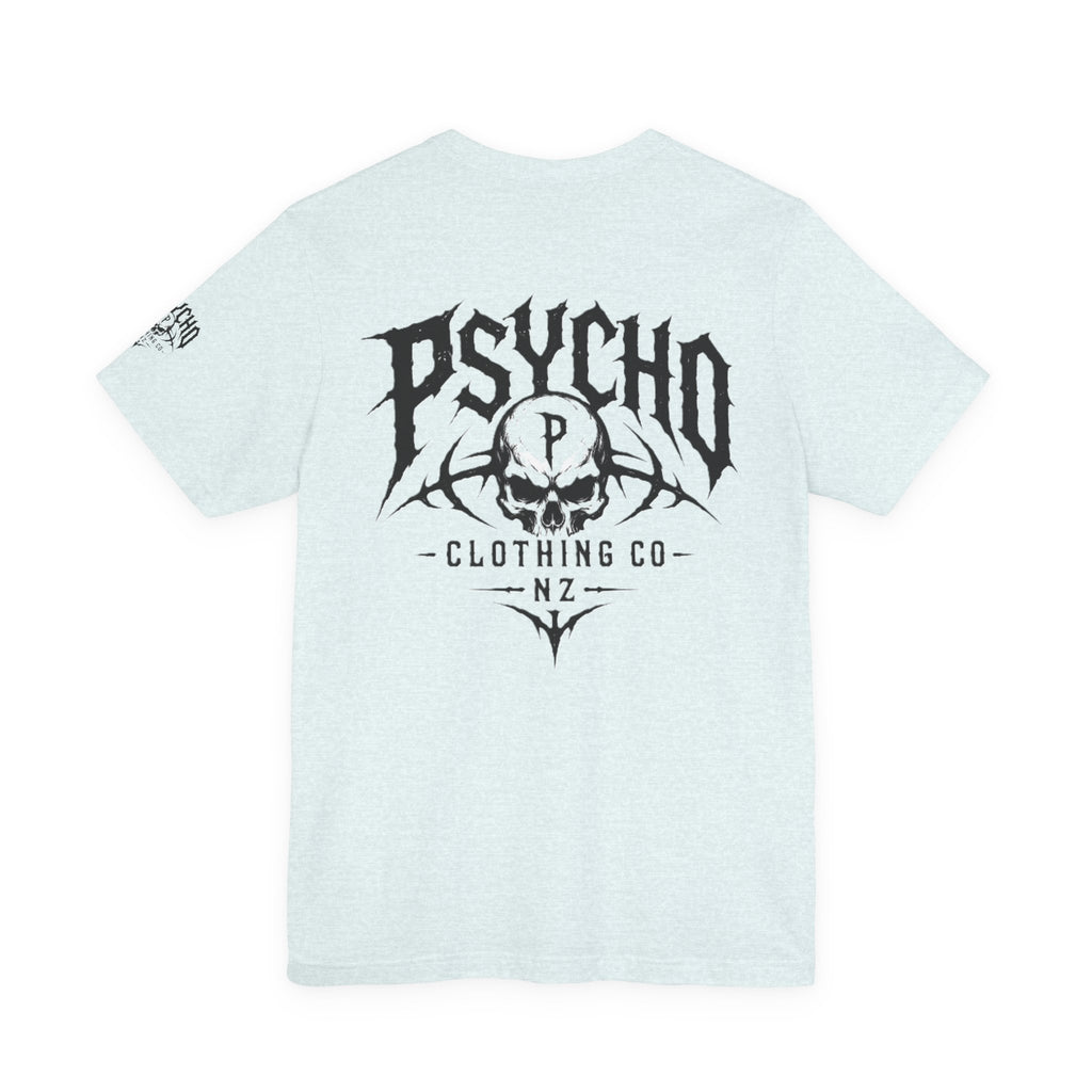 Psycho Clothing Co. Graphic Tee — Gothic Skull Logo T‑Shirt