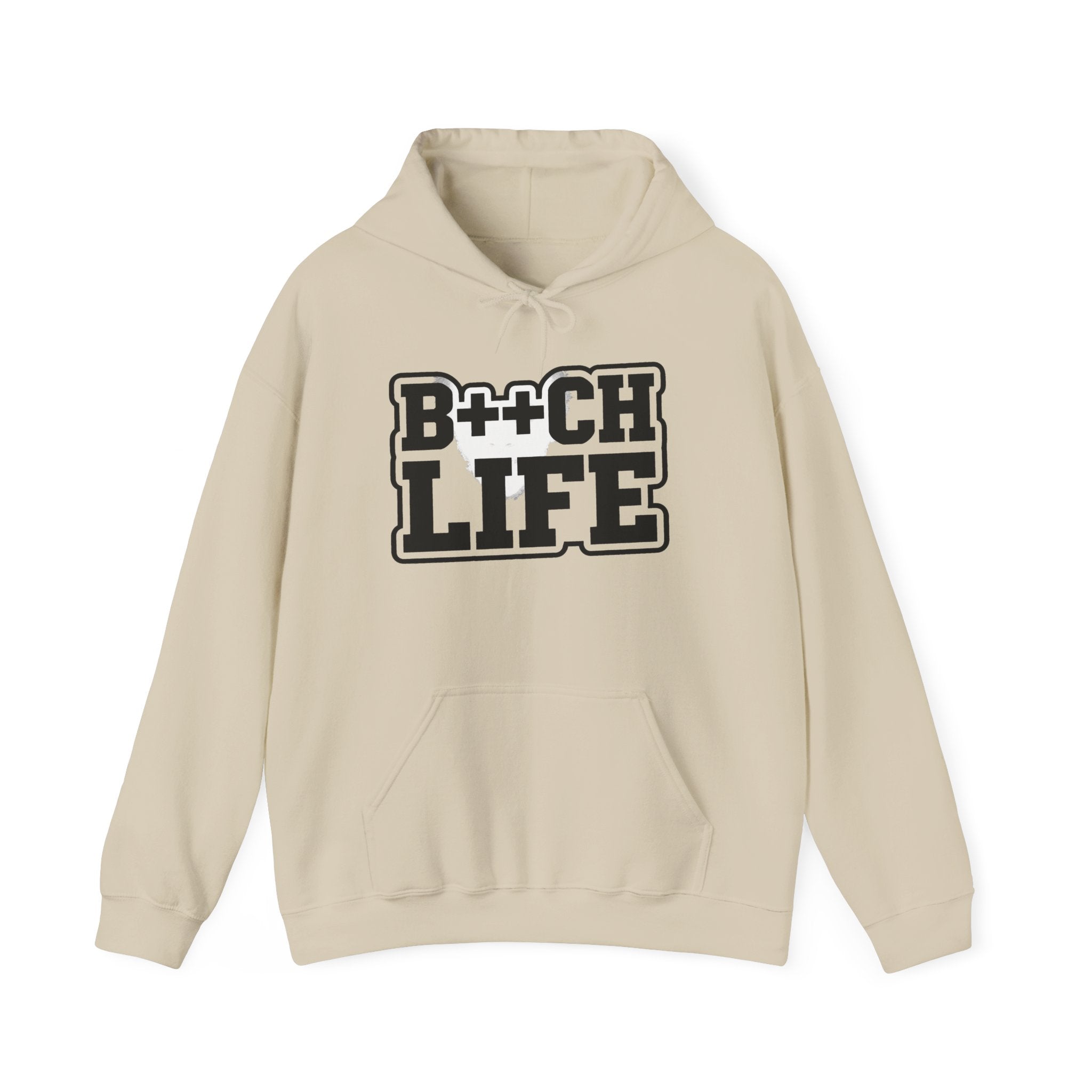 B++CH LIFE Graphic Hoodie — Bold Retro Black Text Hoodie
