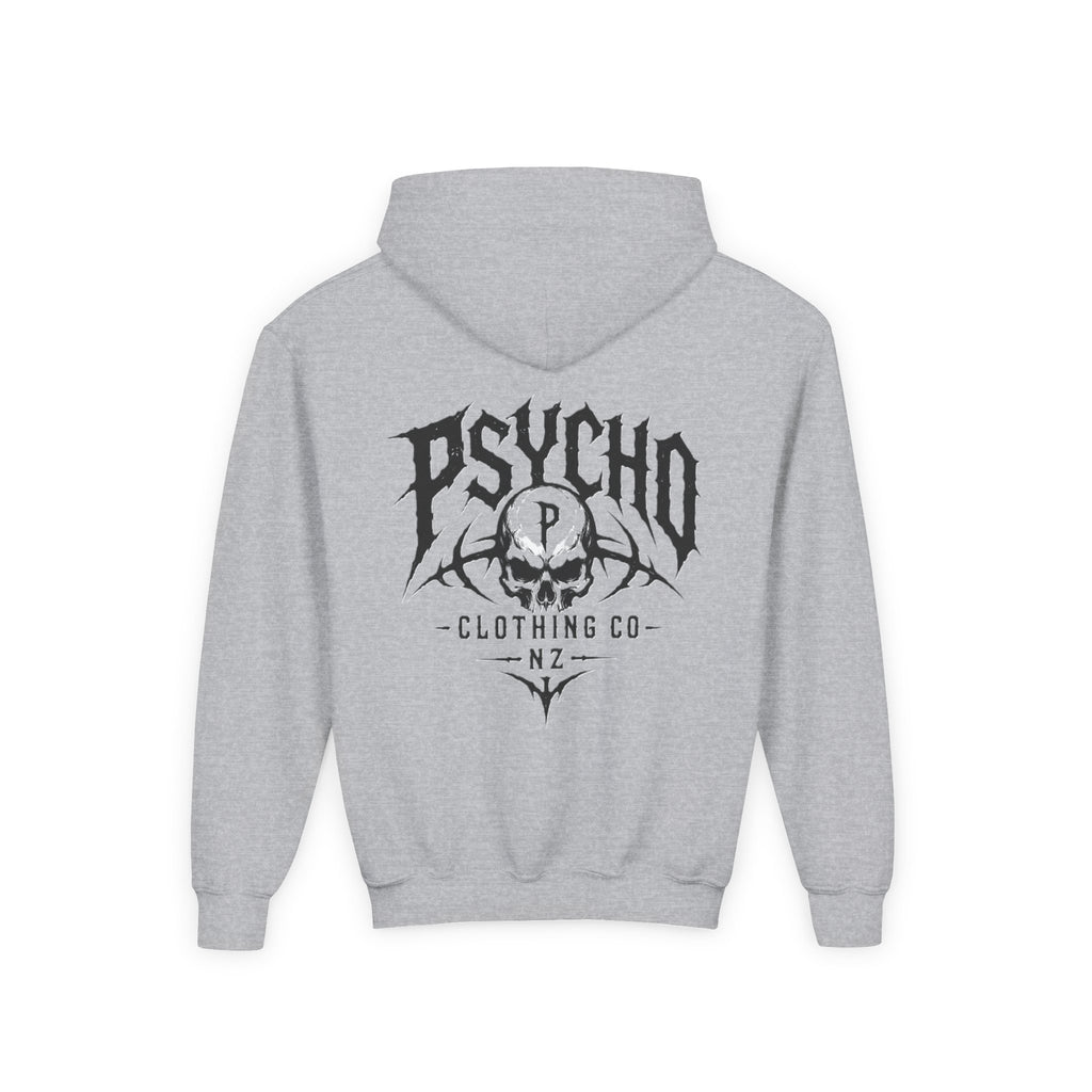 Psycho Skull Youth Hoodie - Graphic Band-Style Kids Sweatshirt