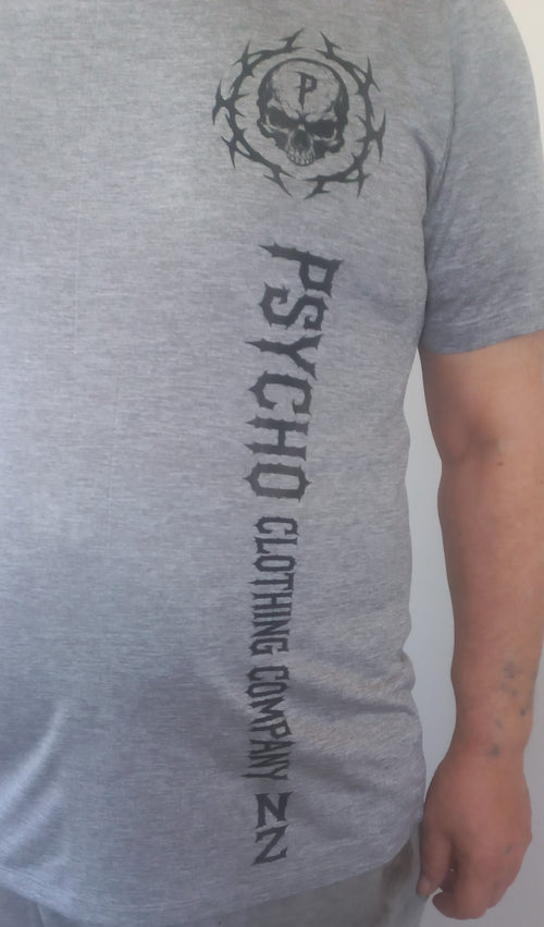 Psycho Clothing tee shirt Heather Gray