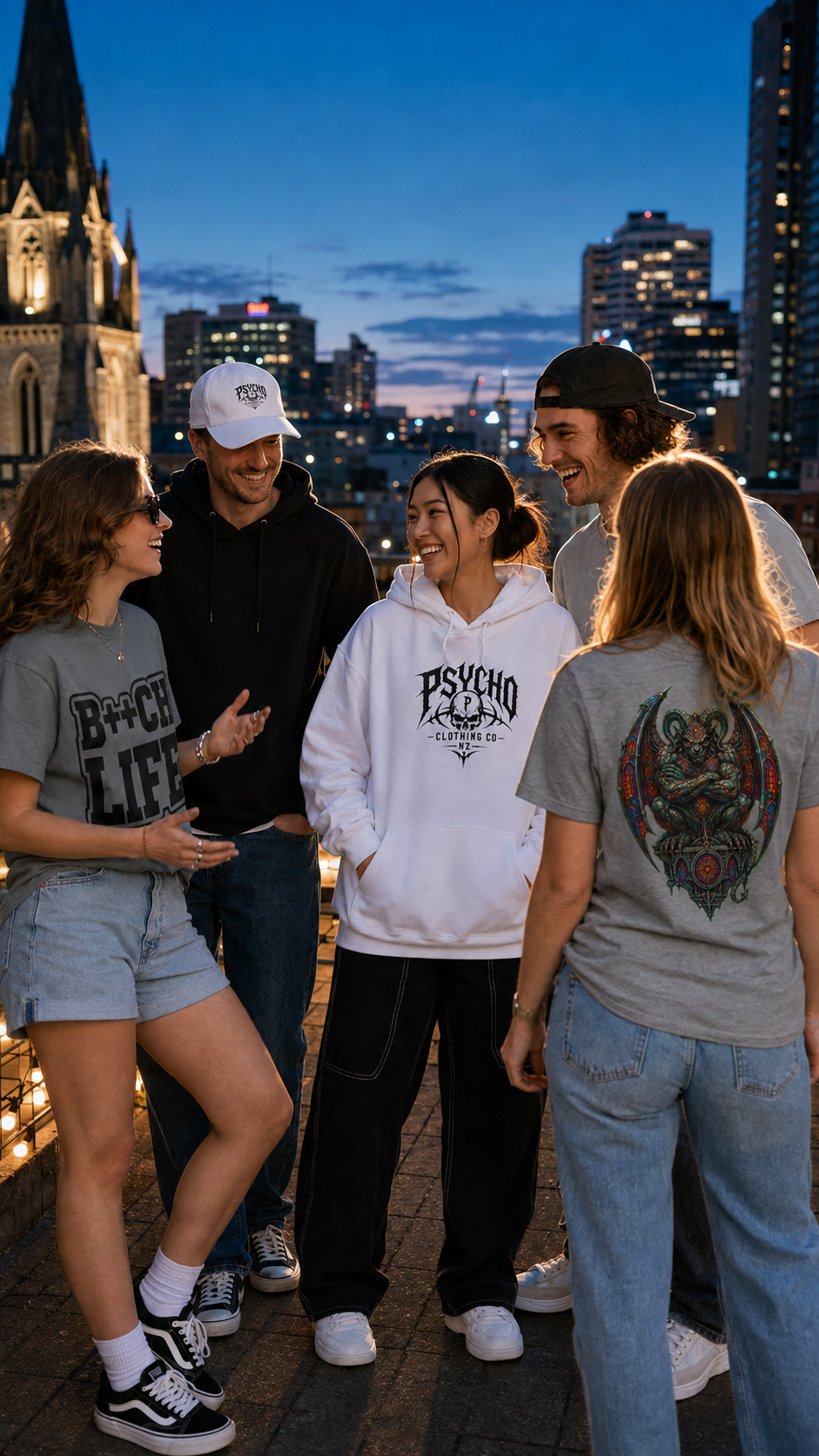 Psycho Skull Hoodie — Vintage Streetwear Graphic Hooded Sweatshirt