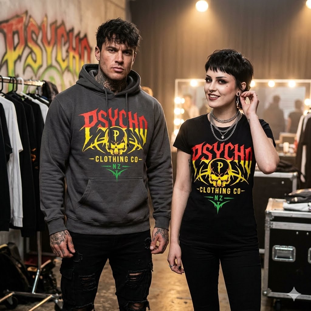 Psycho Clothing Co. Skull Tee — Graphic Heavyweight Garment-Dyed T-Shirt