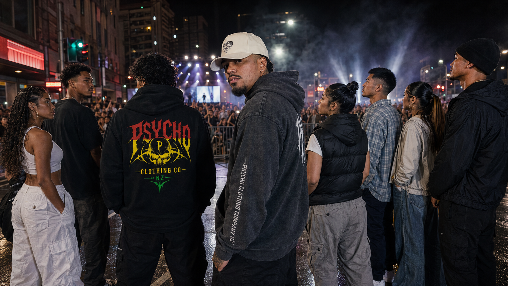 Psycho Clothing Co. Graphic Hoodie — Vintage Skull Logo Streetwear
