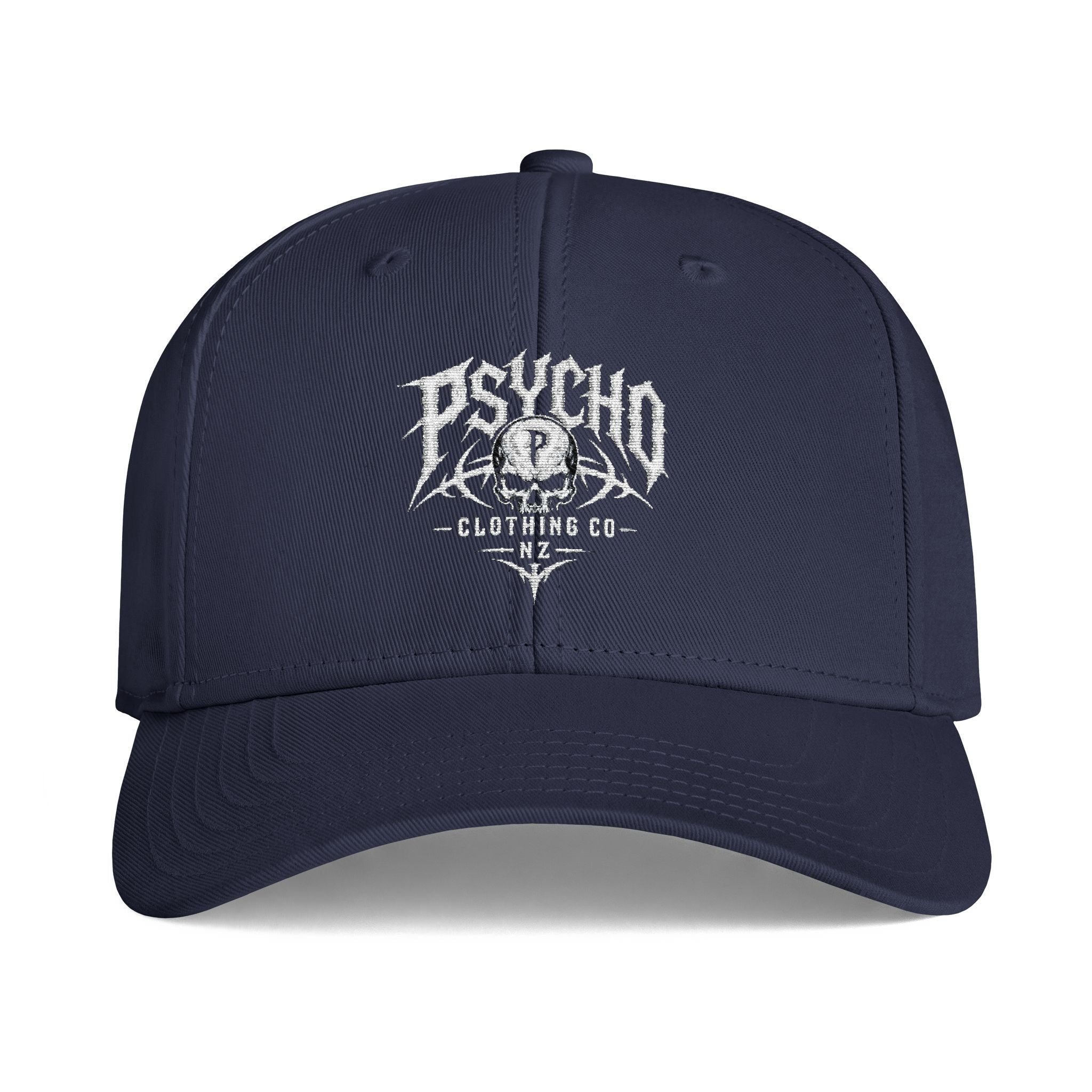 Psycho Clothing Co. Icon Cap — Gothic Skull Logo Baseball Hat