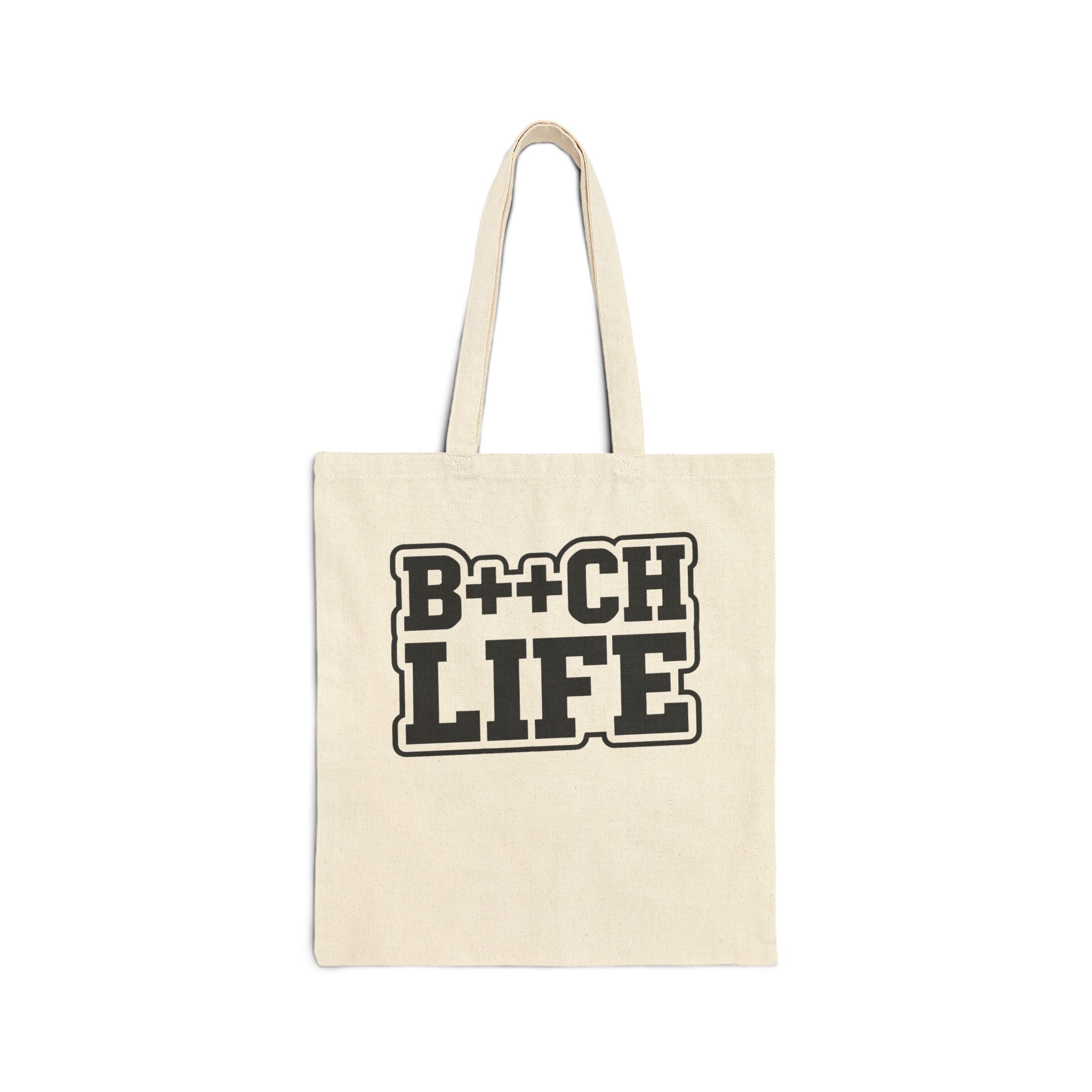B++CH LIFE Canvas Tote Bag – Funny Bold Text Cotton Market Bag